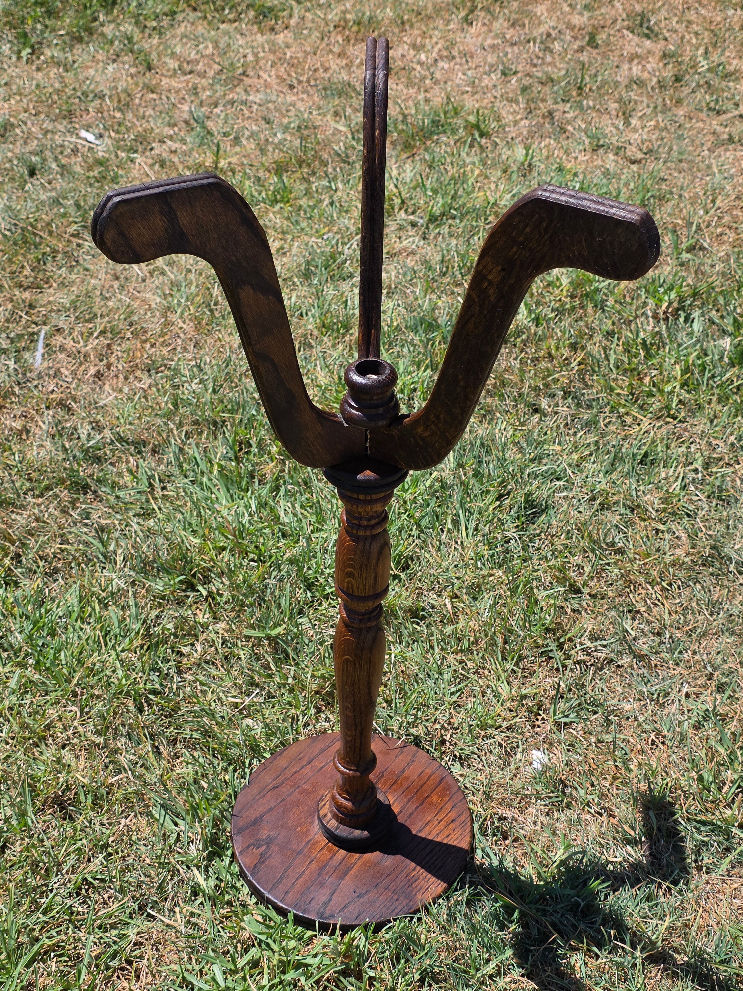 Vintage Oak Wood Pedestal Plant Stand Tripod Candle Candleholder Side Table 30"