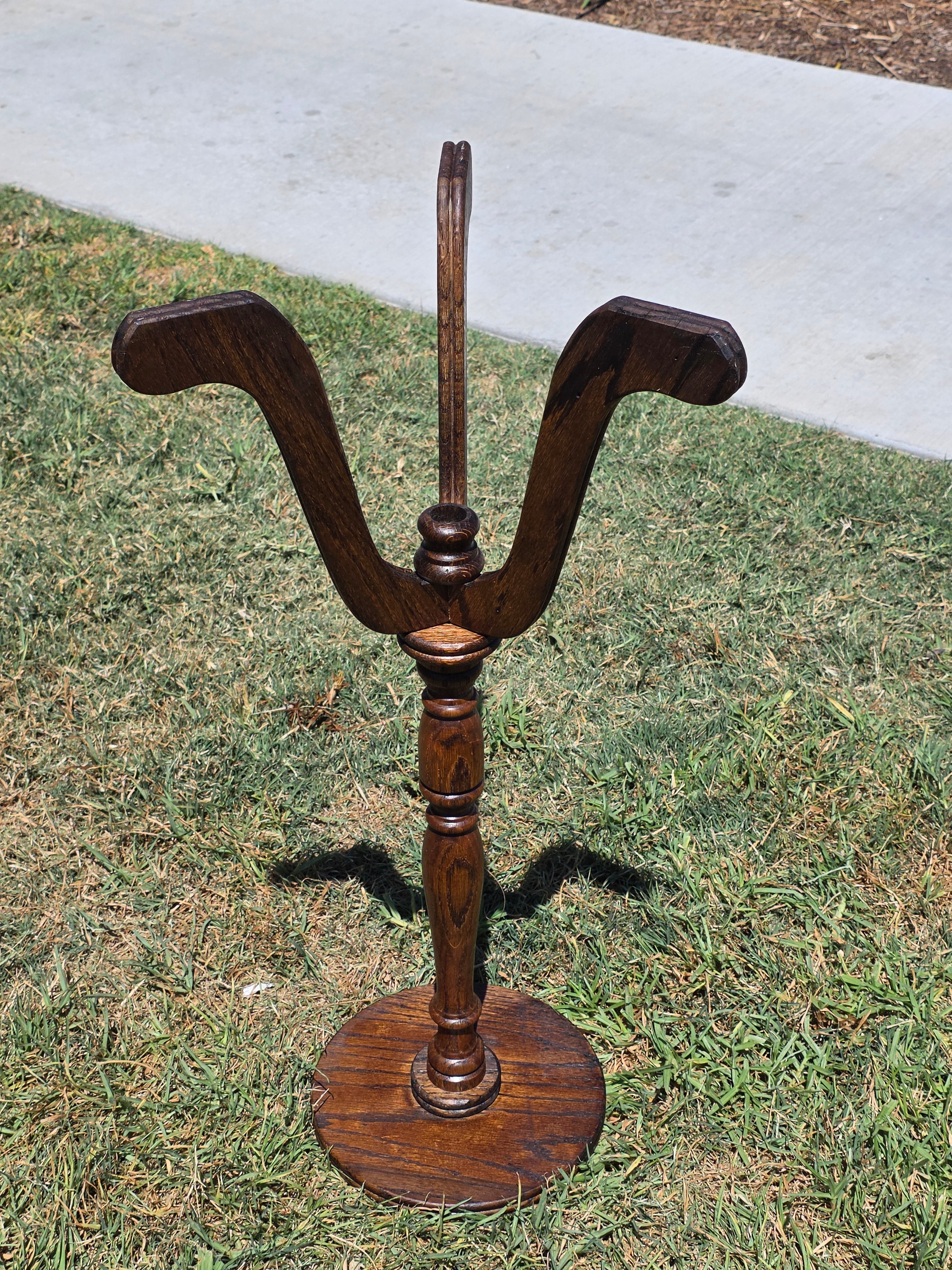 Vintage Oak Wood Pedestal Plant Stand Tripod Candle Candleholder Side Table 30"