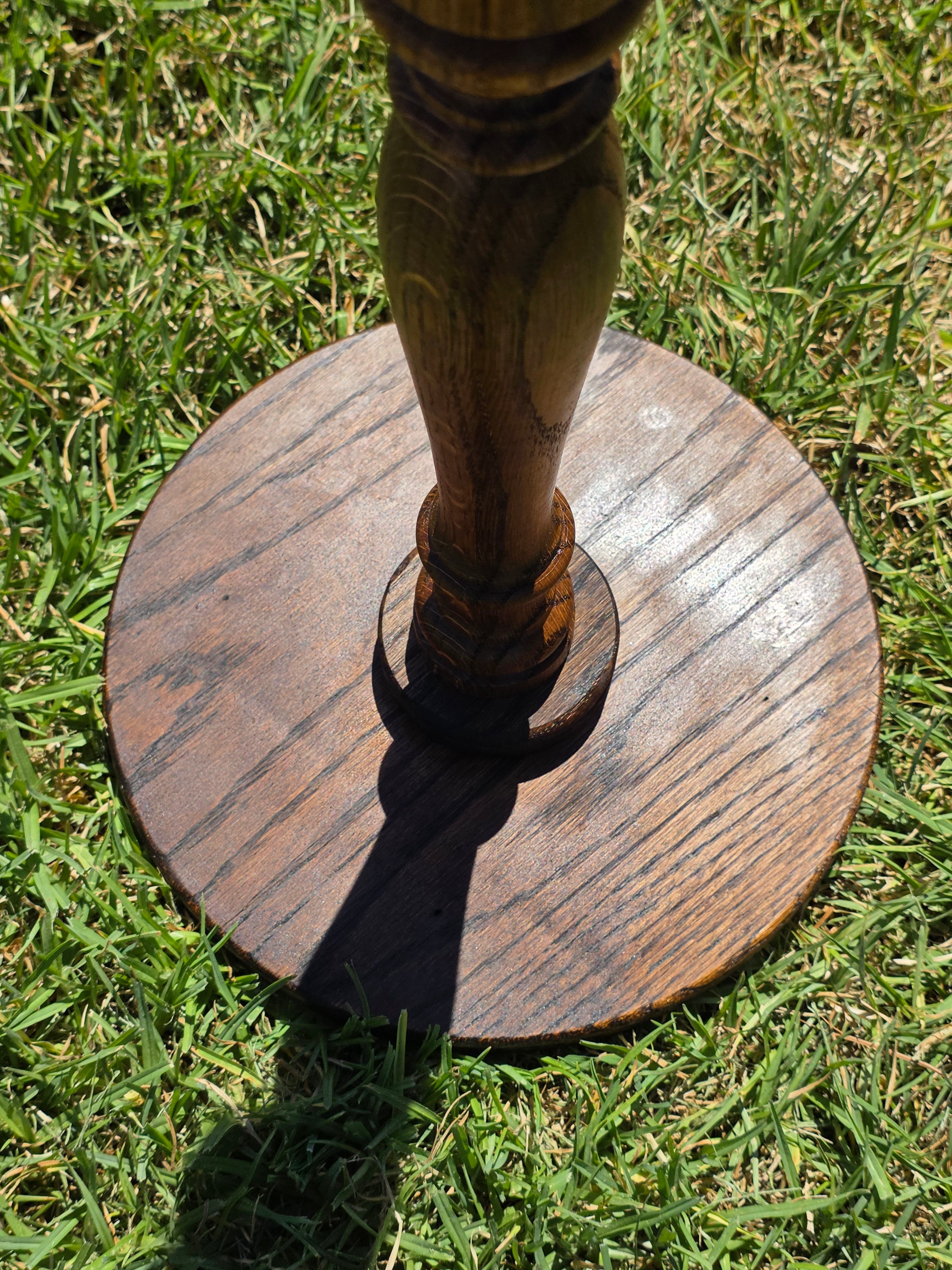 Vintage Oak Wood Pedestal Plant Stand Tripod Candle Candleholder Side Table 30"