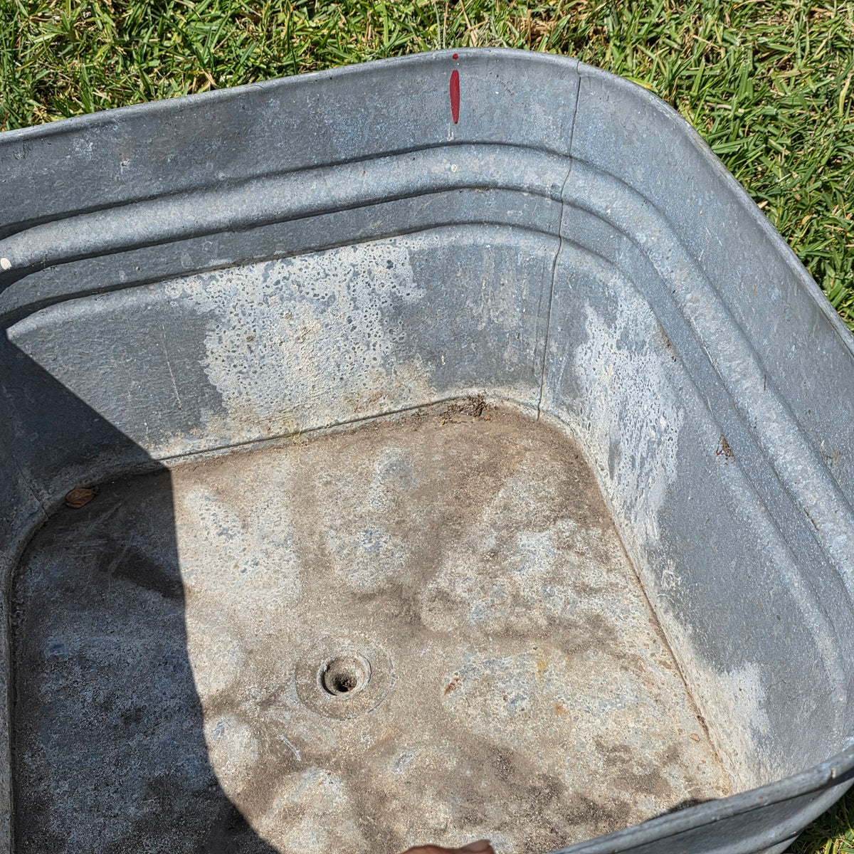 Vintage Galvanized Steel Square Wash Tub Large 20" Farmhouse Planter