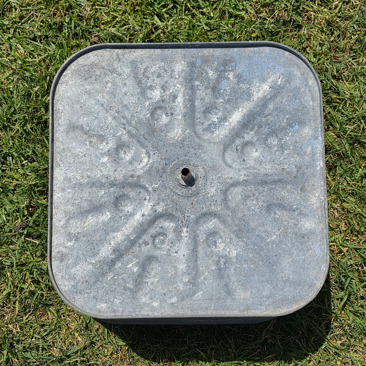 Vintage Galvanized Steel Square Wash Tub Large 20" Farmhouse Planter