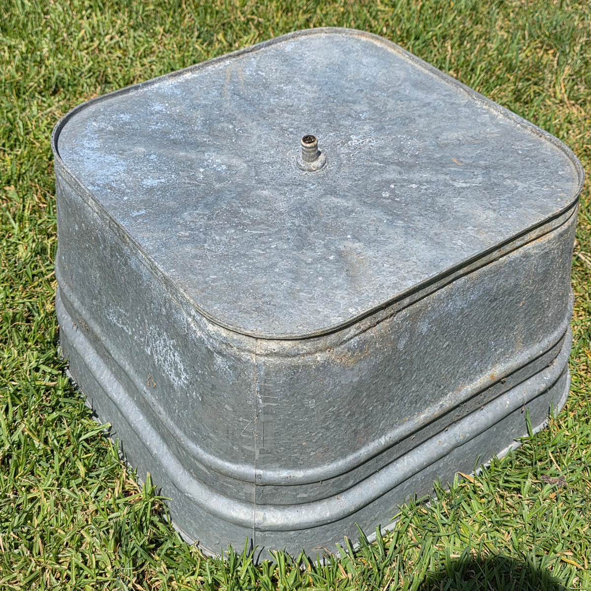 Vintage Galvanized Steel Square Wash Tub Large 20" Farmhouse Planter