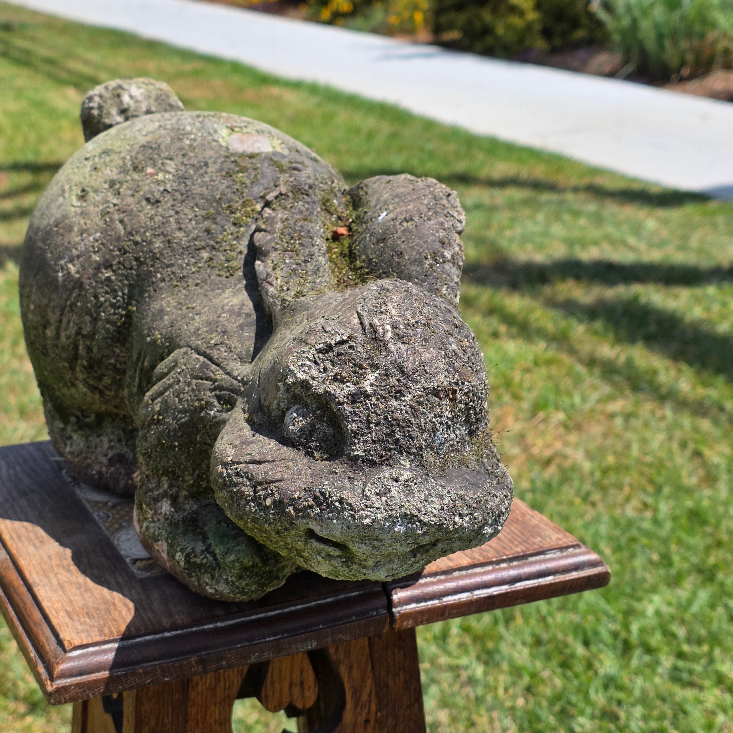Vintage Concrete Bunny Rabbit Garden Statue Large Aged Cement Lawn Ornament