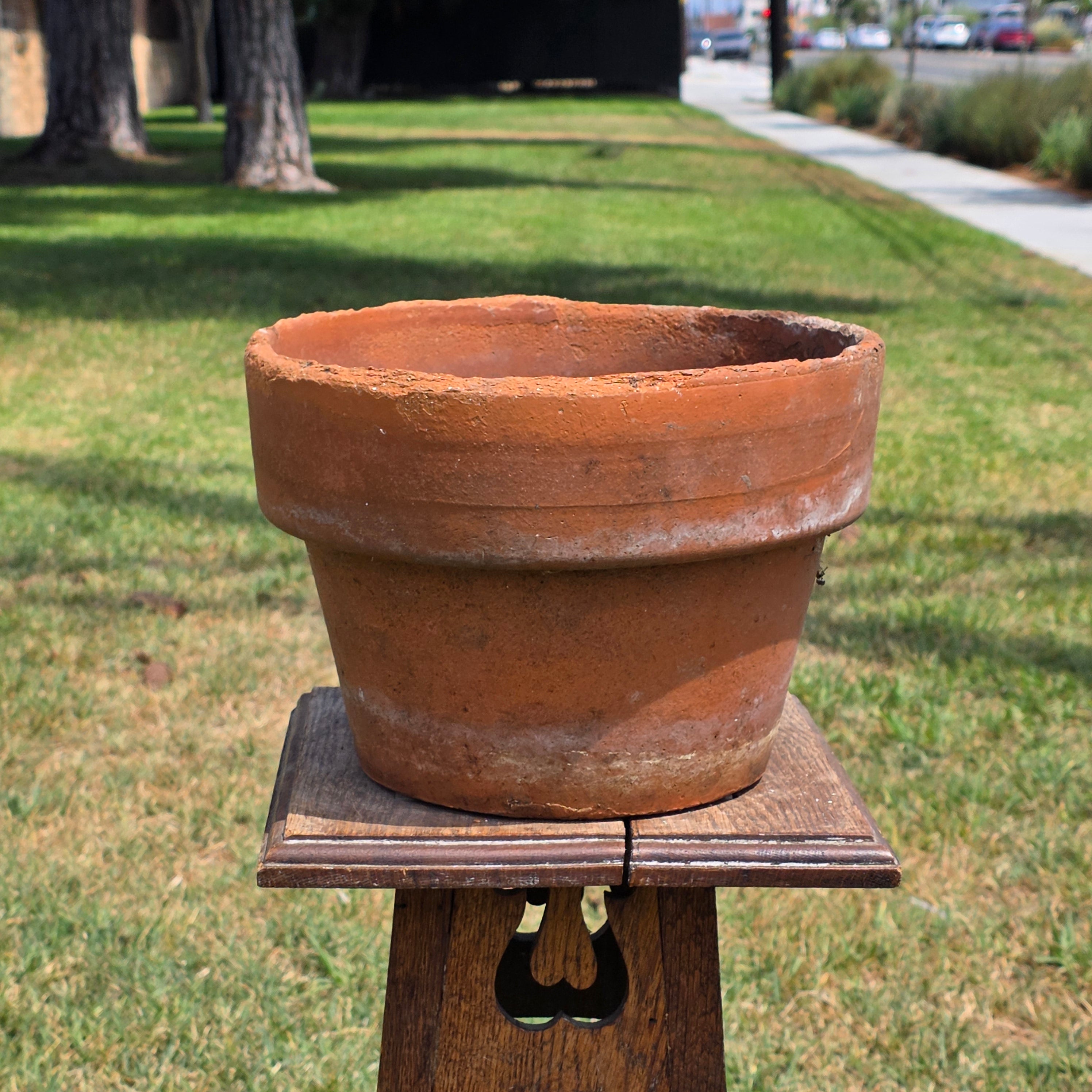 Share Vintage Terracotta Planter Pot Aged Patina Rustic Clay Flower Garden 11" Large