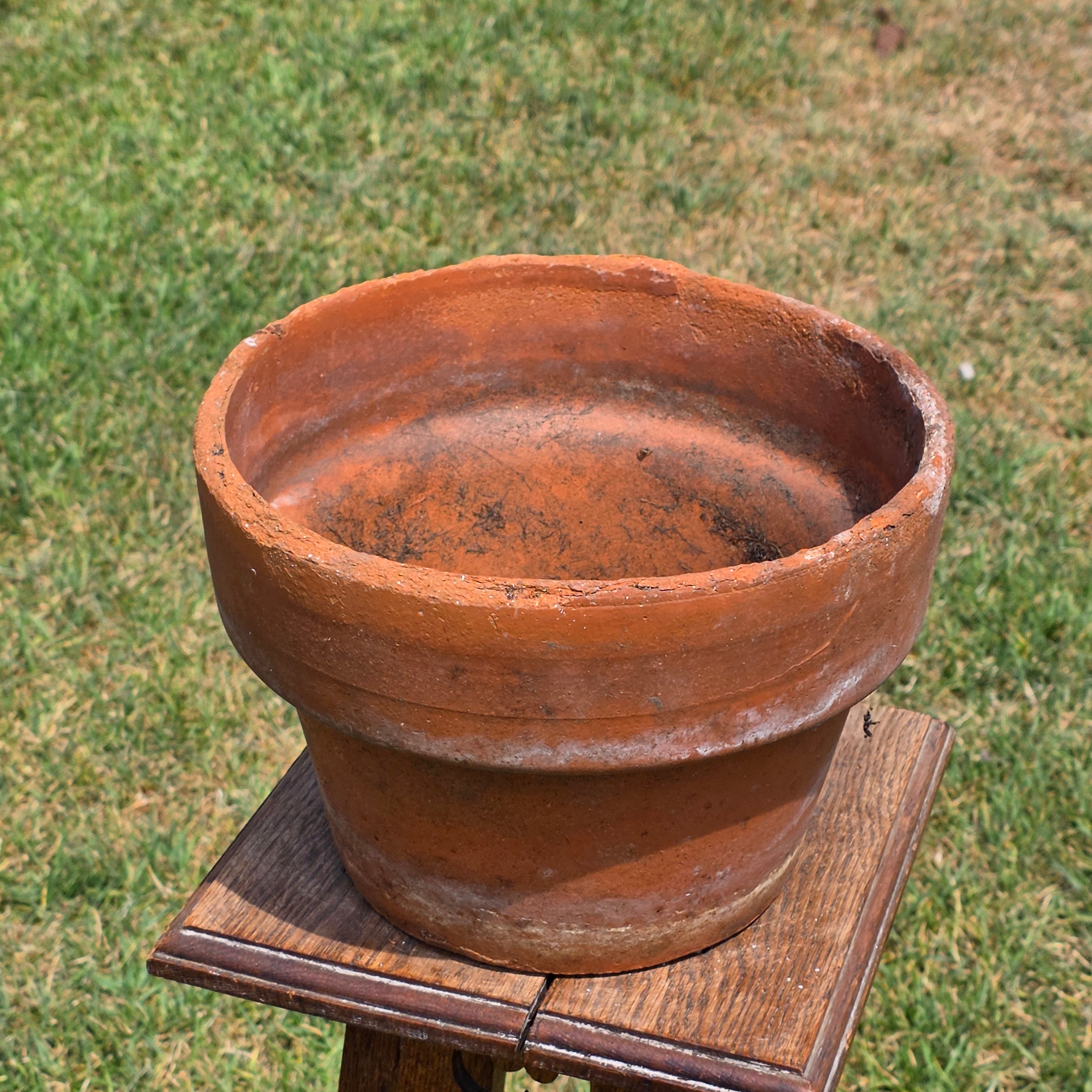 Share Vintage Terracotta Planter Pot Aged Patina Rustic Clay Flower Garden 11" Large