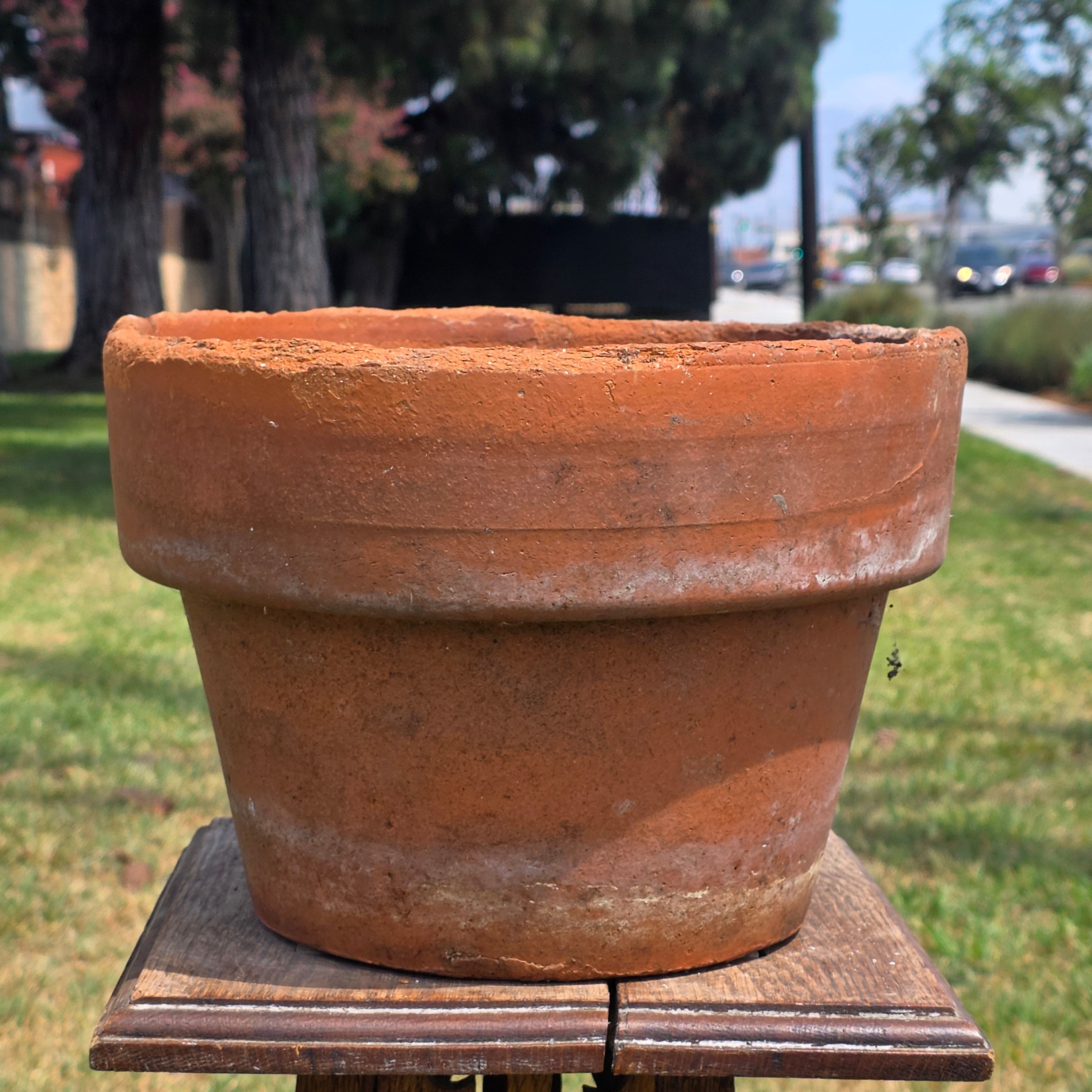 Share Vintage Terracotta Planter Pot Aged Patina Rustic Clay Flower Garden 11" Large