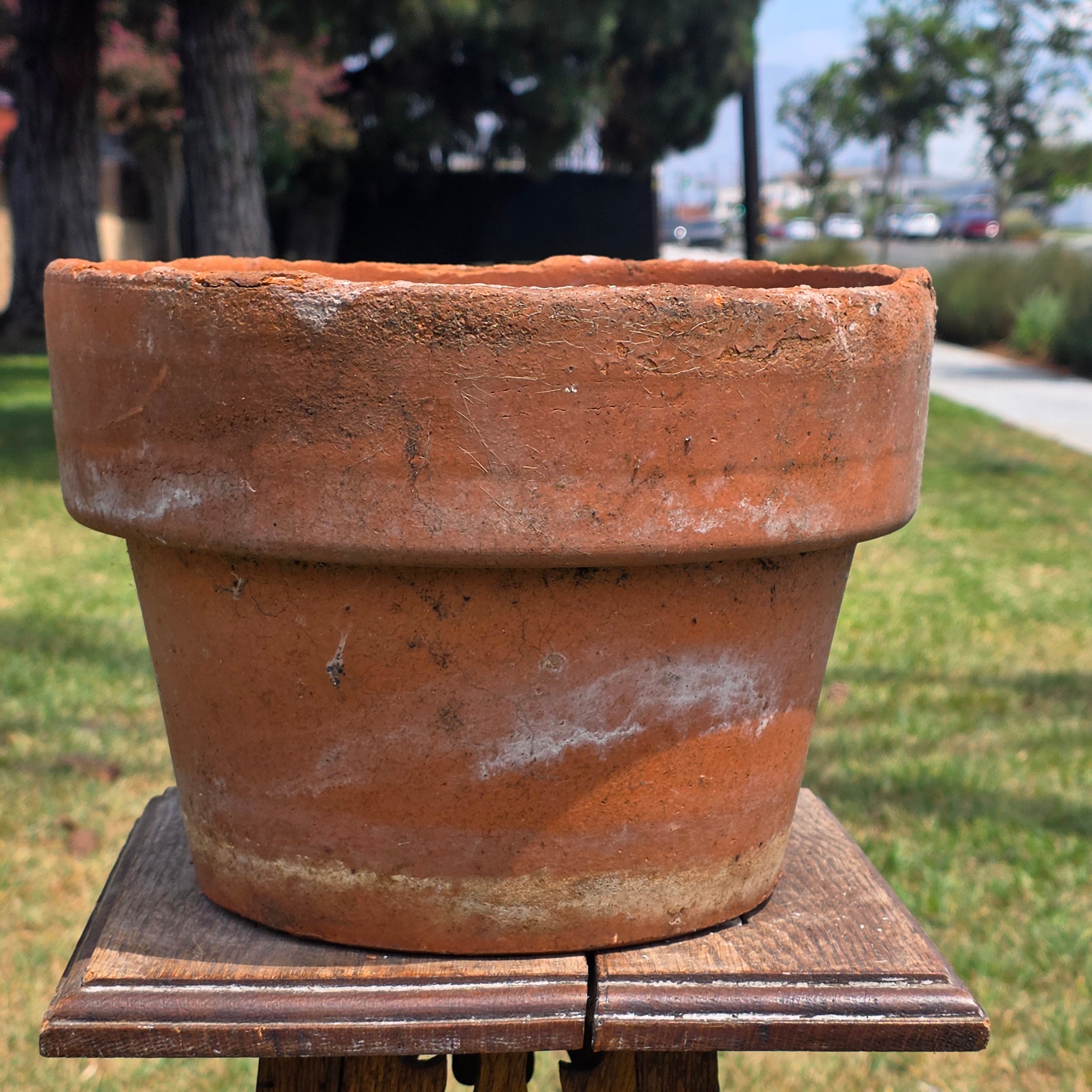 Share Vintage Terracotta Planter Pot Aged Patina Rustic Clay Flower Garden 11" Large