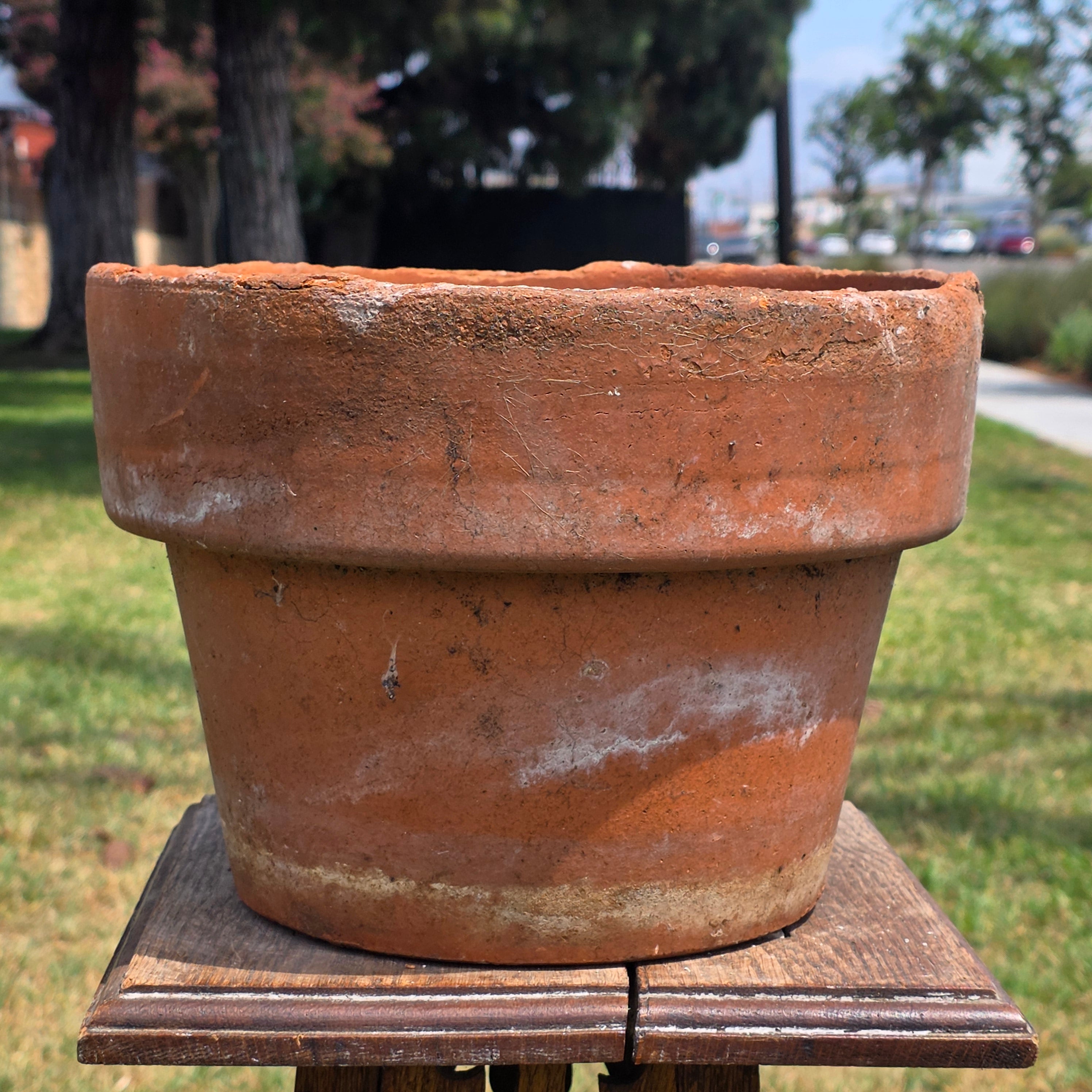 Share Vintage Terracotta Planter Pot Aged Patina Rustic Clay Flower Garden 11" Large