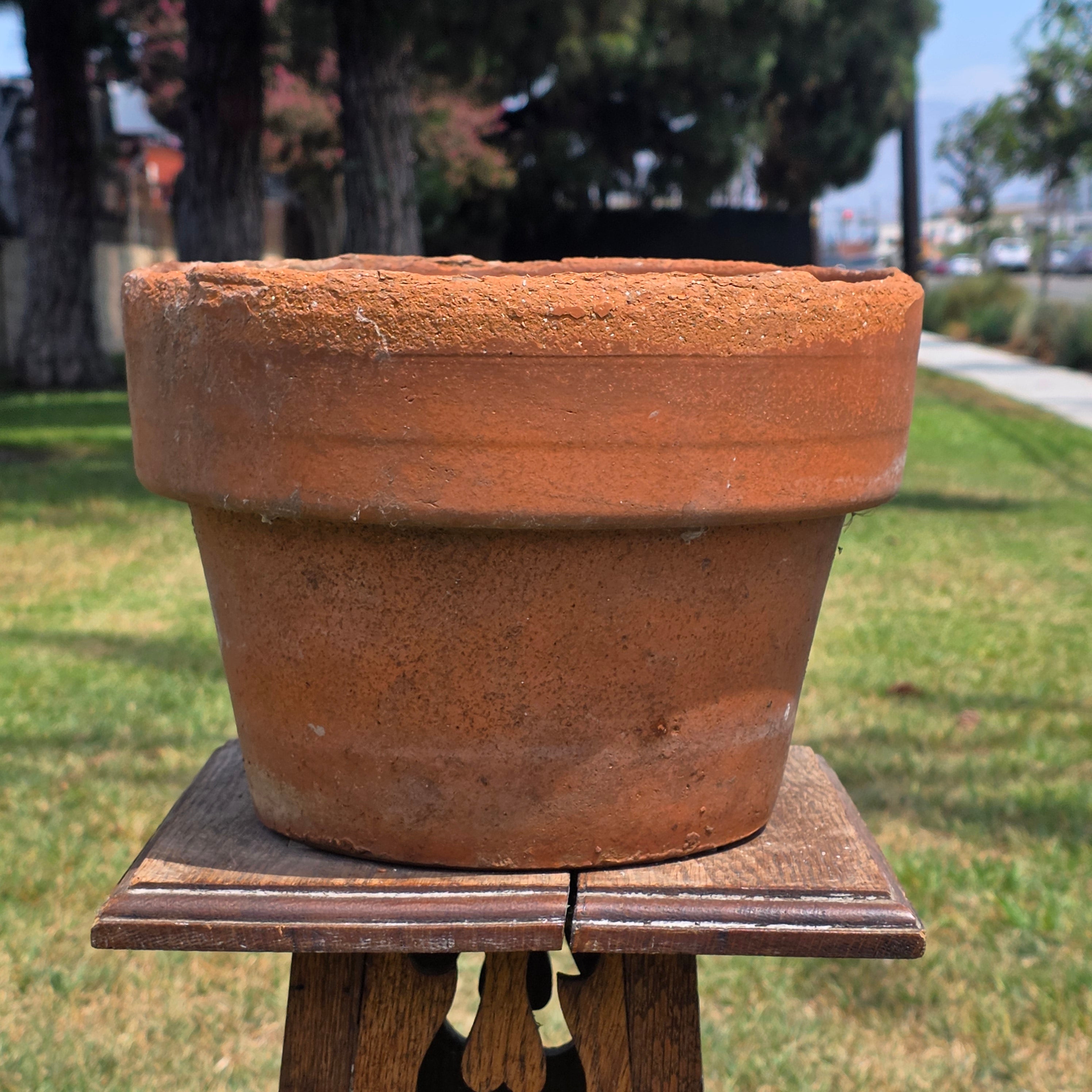 Share Vintage Terracotta Planter Pot Aged Patina Rustic Clay Flower Garden 11" Large