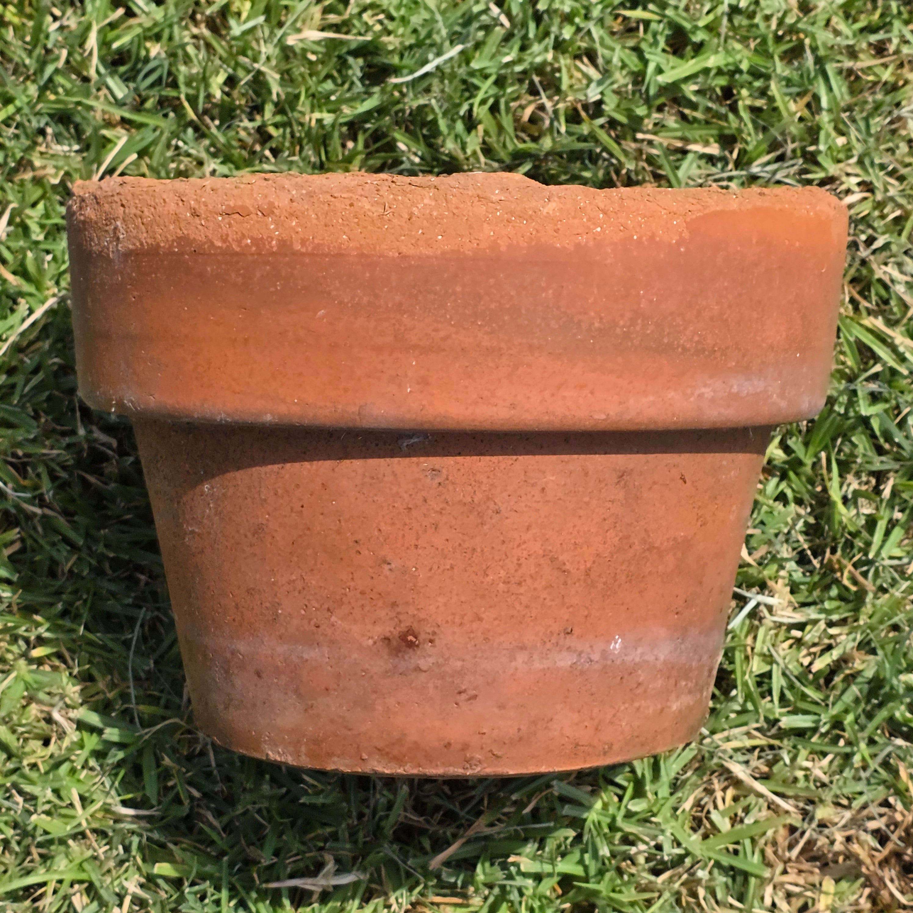 Share Vintage Terracotta Planter Pot Aged Patina Rustic Clay Flower Garden 11" Large