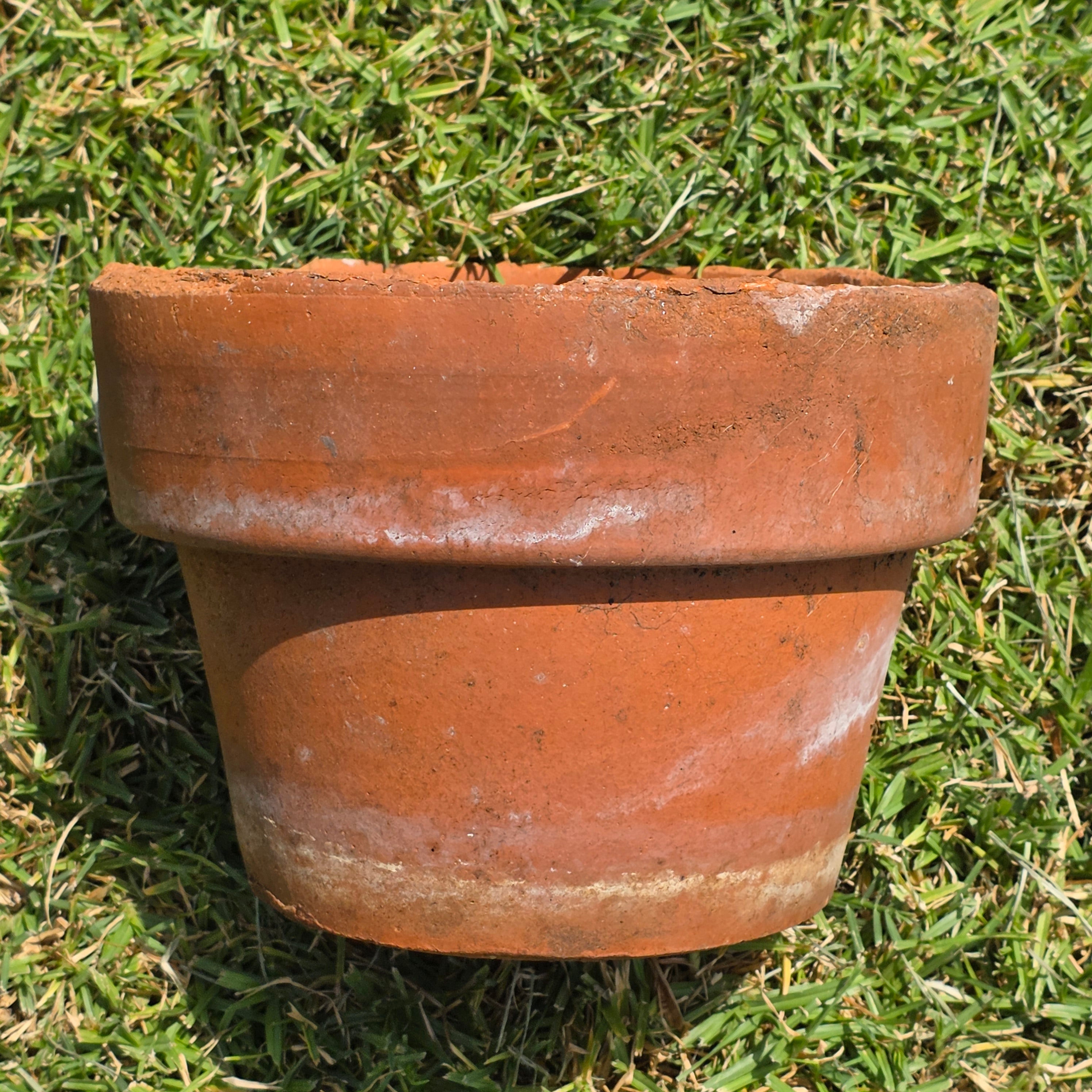 Share Vintage Terracotta Planter Pot Aged Patina Rustic Clay Flower Garden 11" Large