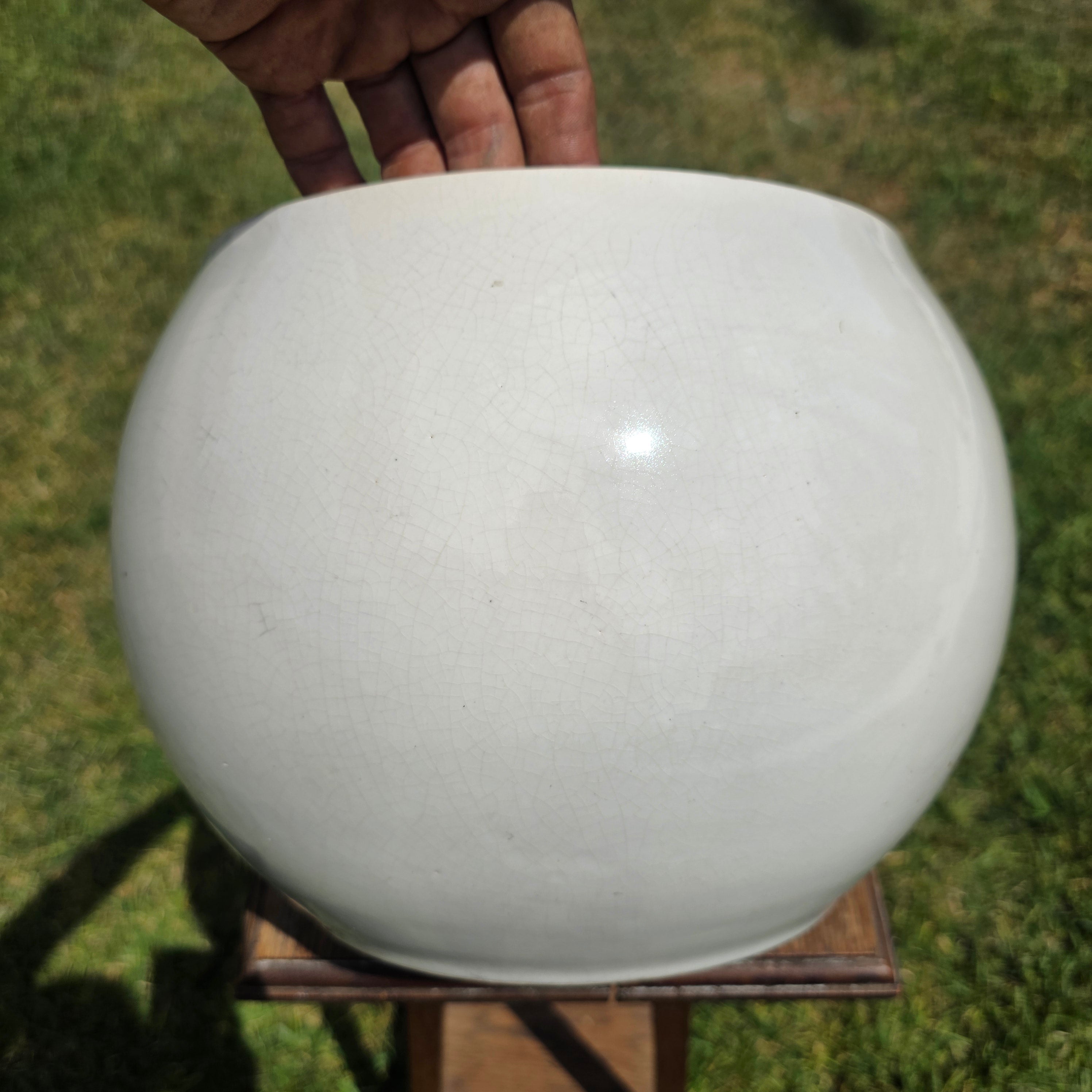 Vintage California USA Pottery White Round Ball Planter Bowl Pot C-50 MCM