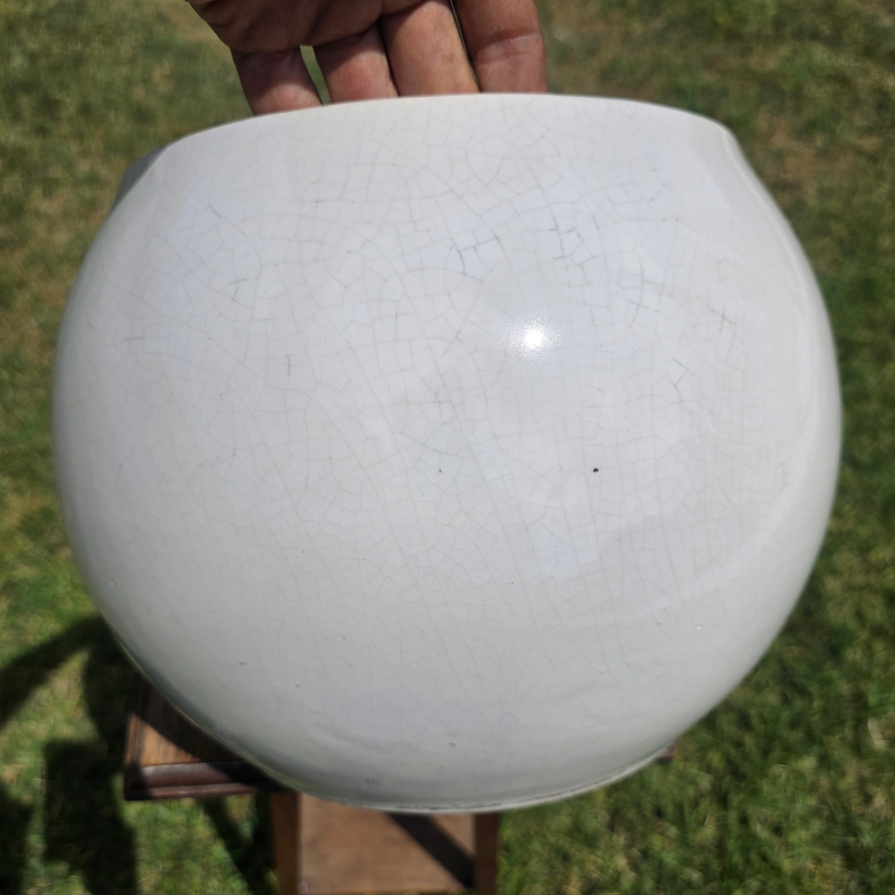 Vintage California USA Pottery White Round Ball Planter Bowl Pot C-50 MCM