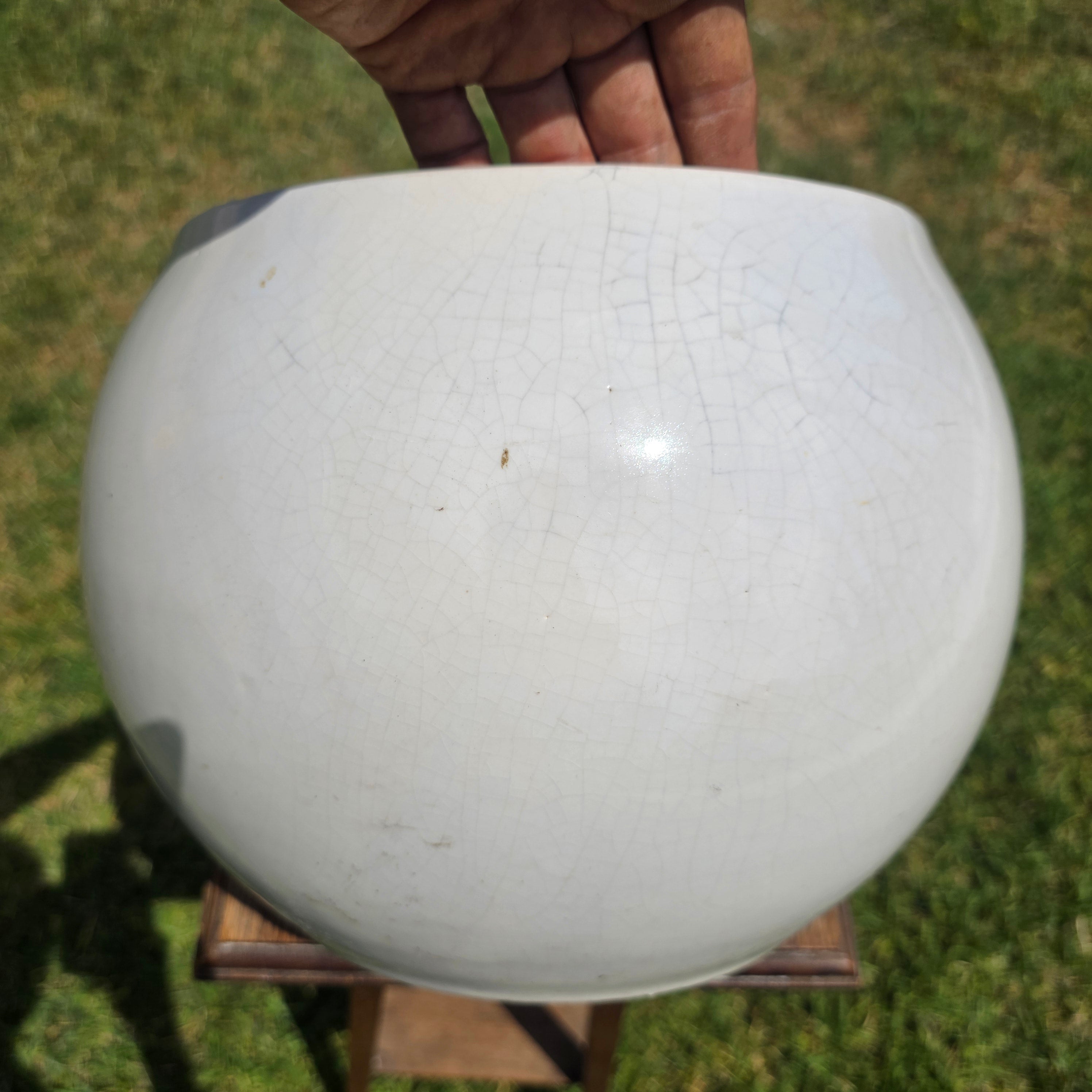Vintage California USA Pottery White Round Ball Planter Bowl Pot C-50 MCM