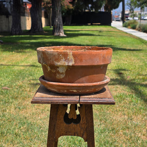 Vintage Deroma Italy Terracotta Planter Pot Saucer Clay Garden Bowl Patina 11"