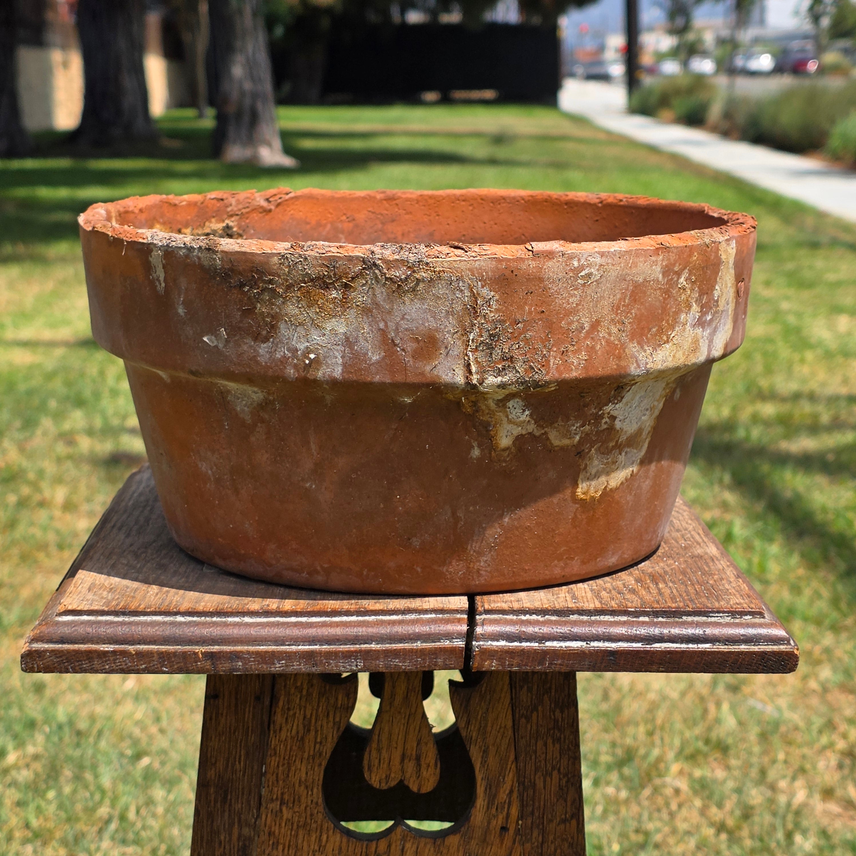 Vintage Deroma Italy Terracotta Planter Pot Saucer Clay Garden Bowl Patina 11"