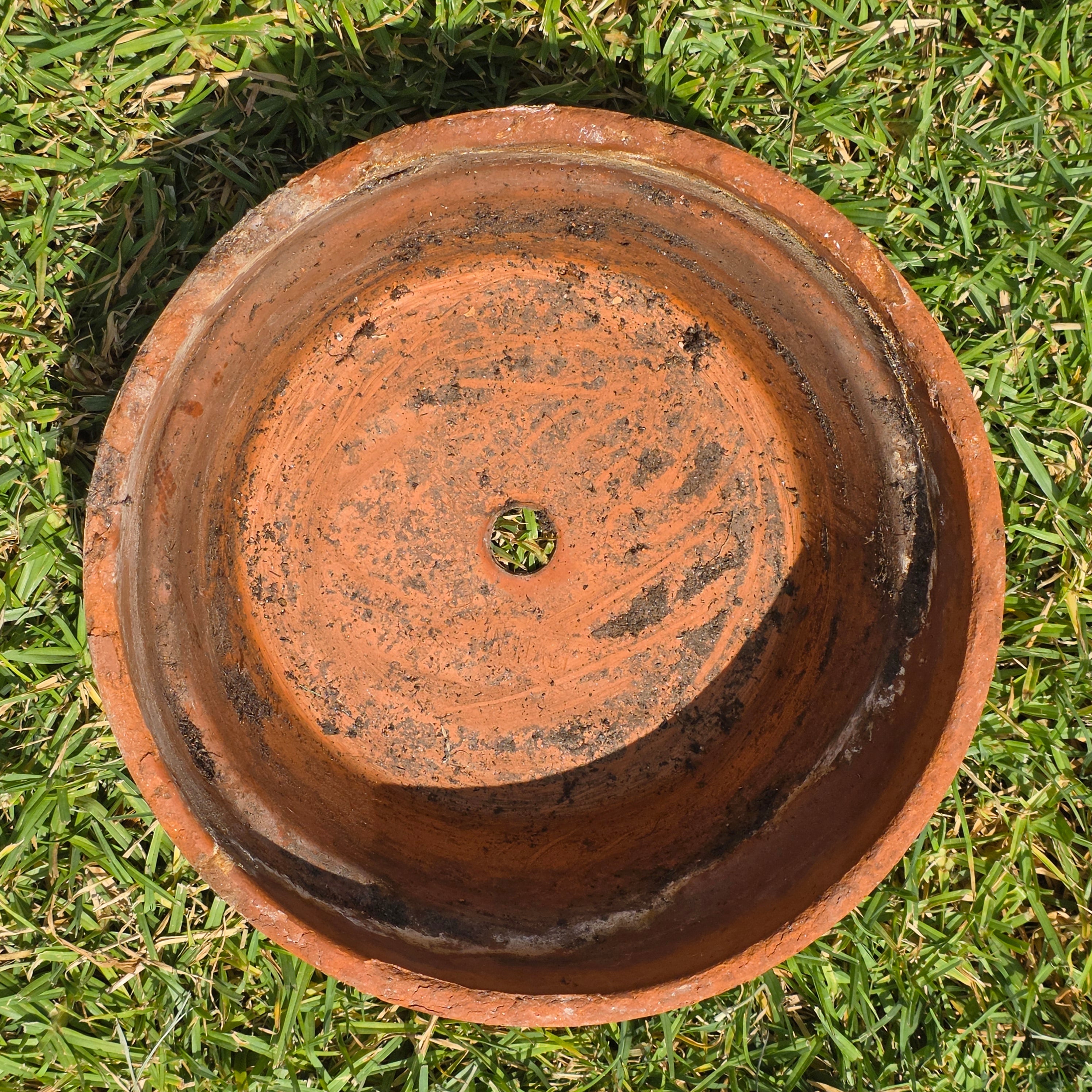 Vintage Deroma Italy Terracotta Planter Pot Saucer Clay Garden Bowl Patina 11"