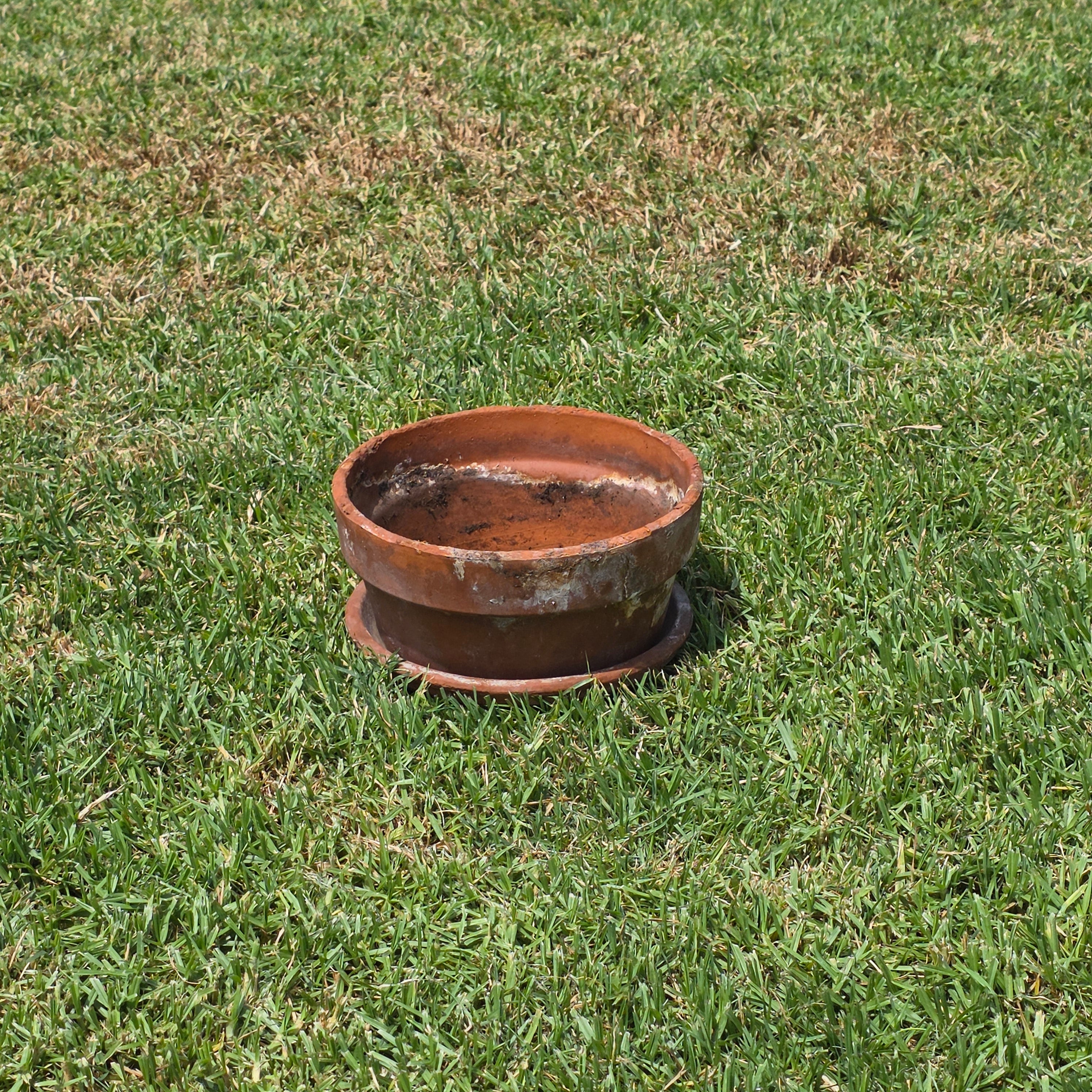 Vintage Deroma Italy Terracotta Planter Pot Saucer Clay Garden Bowl Patina 11"