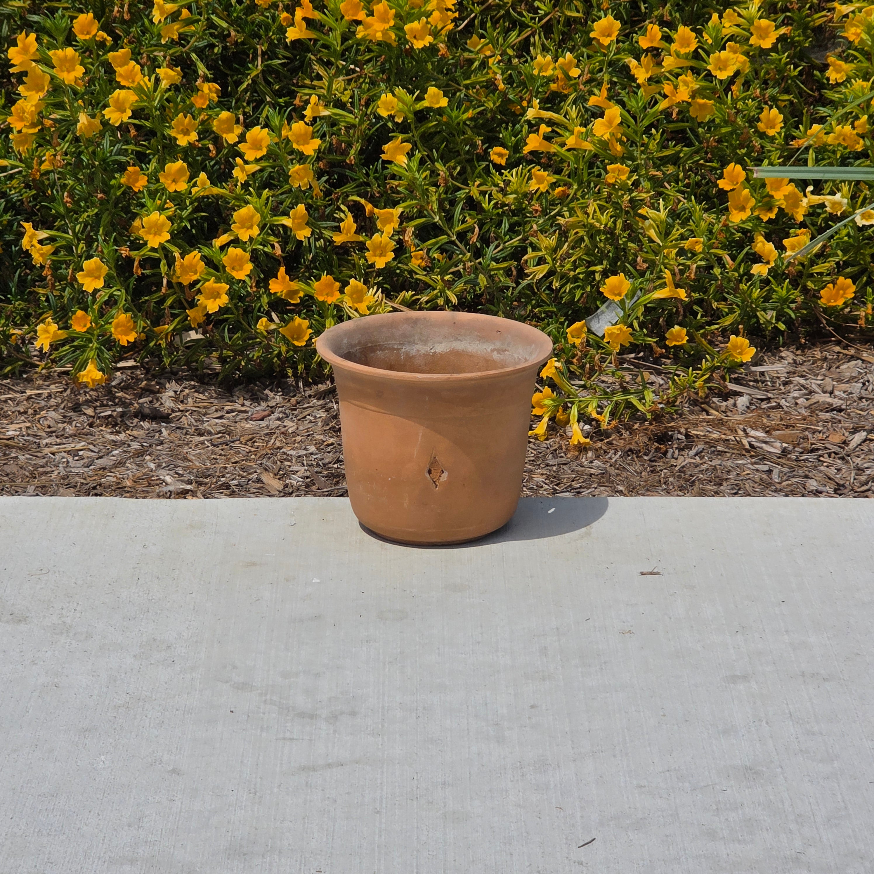 Vintage Terracotta Orchid Pot Clay Planter Diamond Cutouts Holes Garden 7"x5.5"