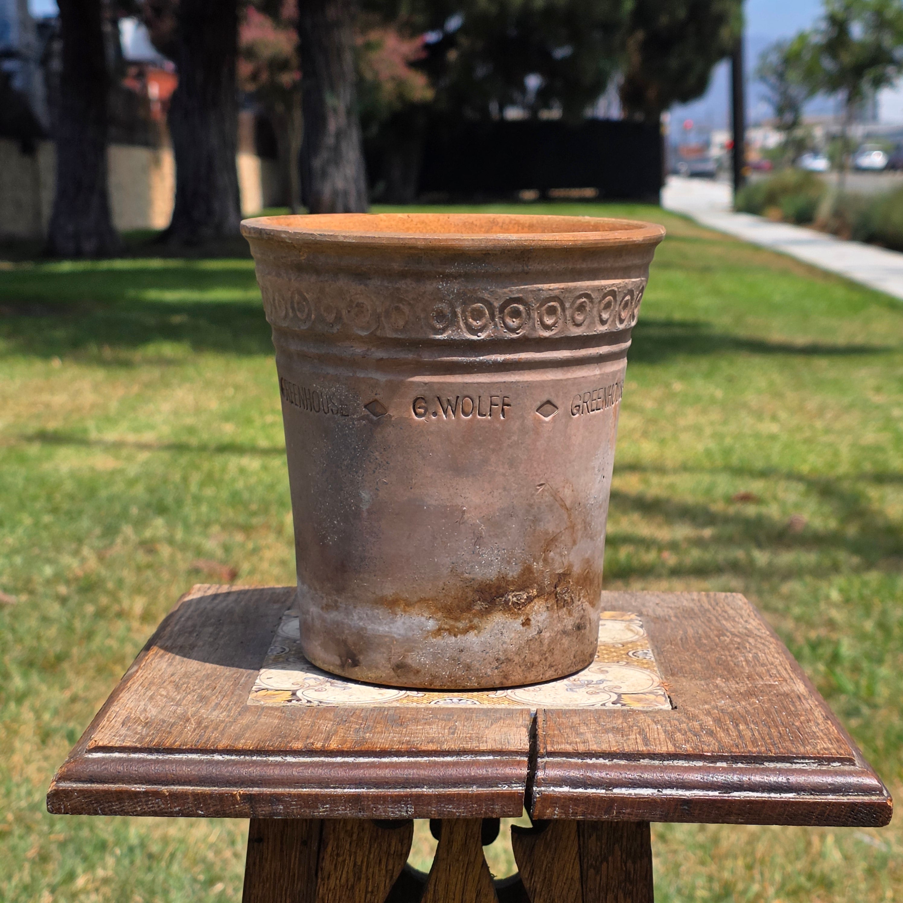 Vintage Guy Wolff Greenhouse Red Clay Planter Terracotta Flower Pot Patina 6.5"