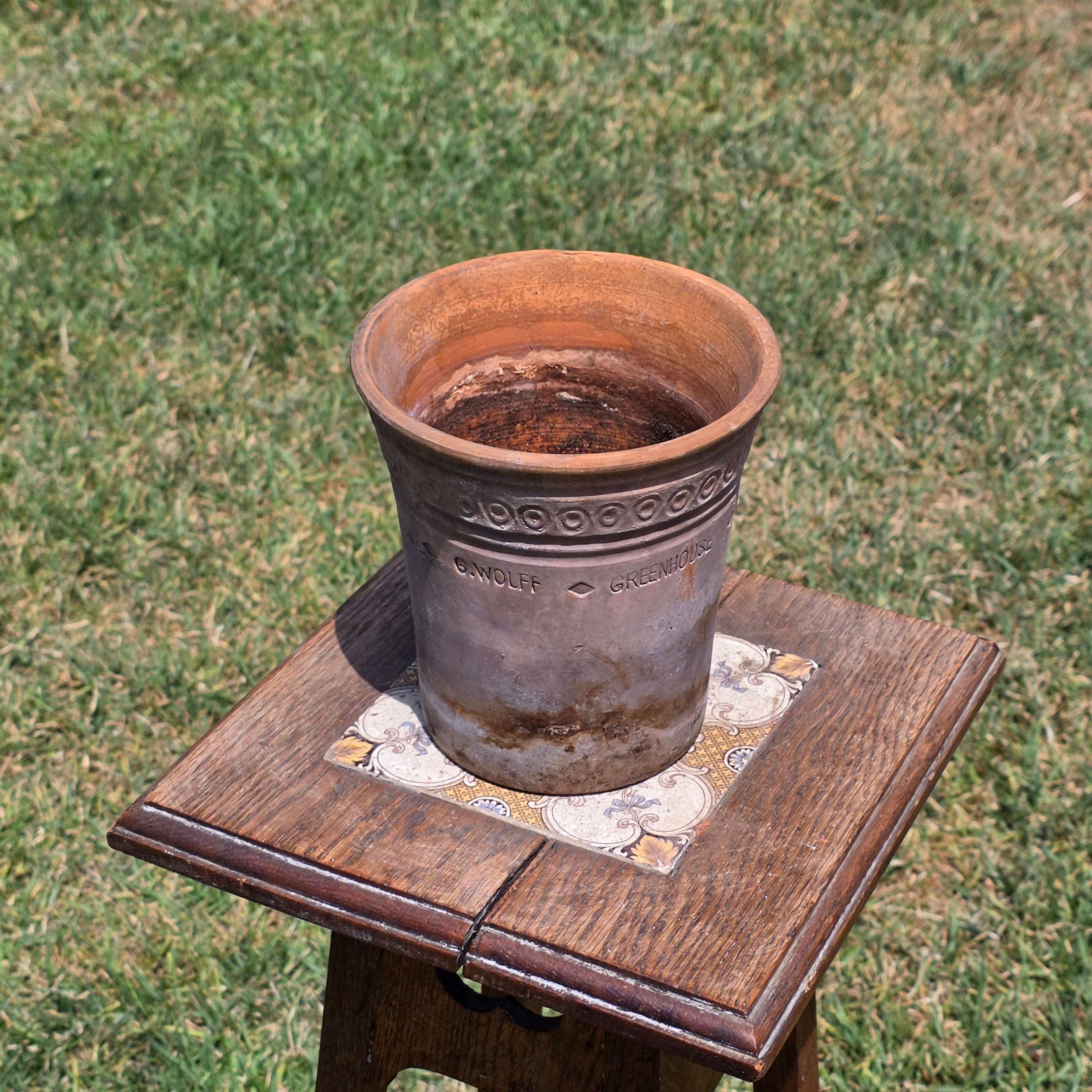 Vintage Guy Wolff Greenhouse Red Clay Planter Terracotta Flower Pot Patina 6.5"
