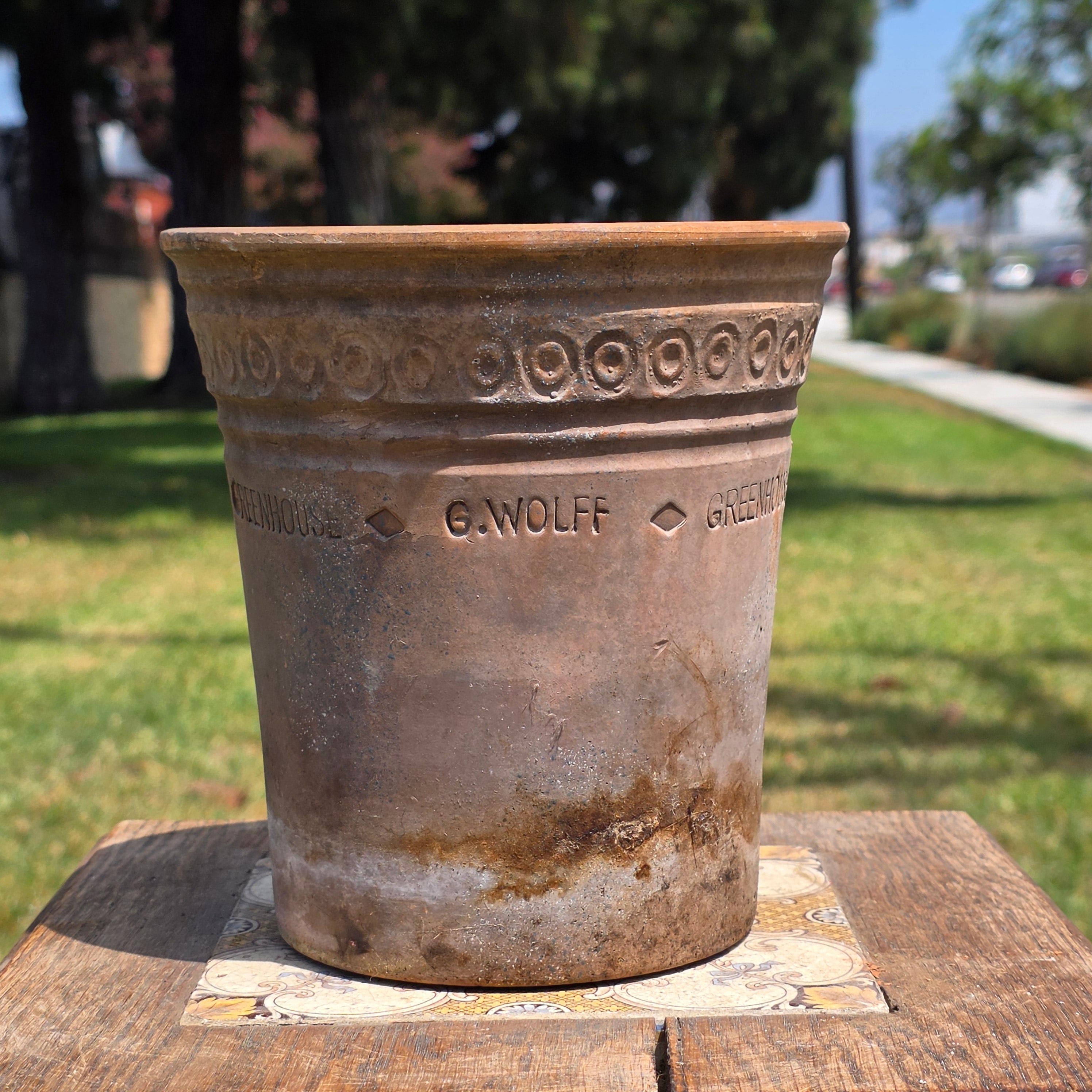 Vintage Guy Wolff Greenhouse Red Clay Planter Terracotta Flower Pot Patina 6.5"