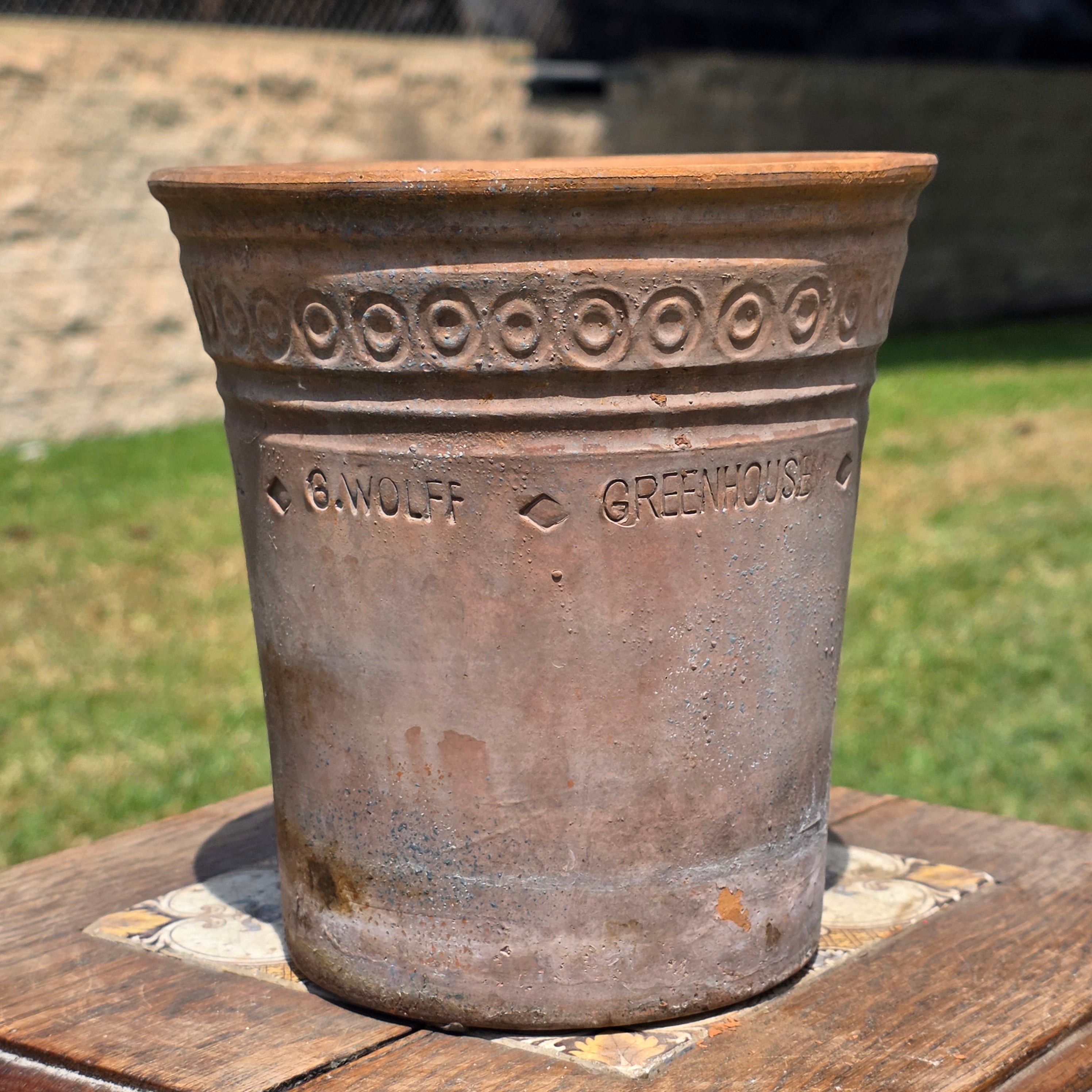 Vintage Guy Wolff Greenhouse Red Clay Planter Terracotta Flower Pot Patina 6.5"