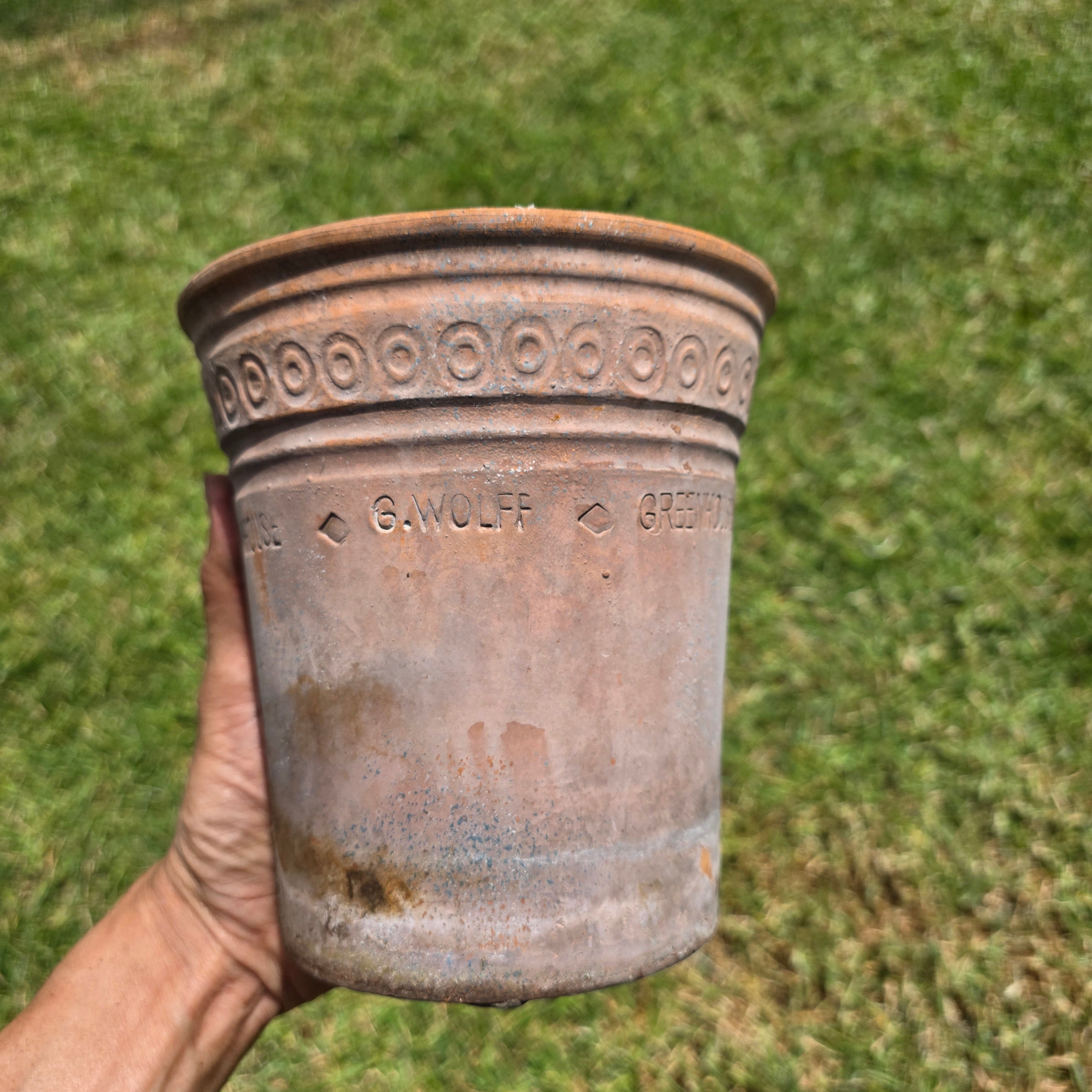 Vintage Guy Wolff Greenhouse Red Clay Planter Terracotta Flower Pot Patina 6.5"