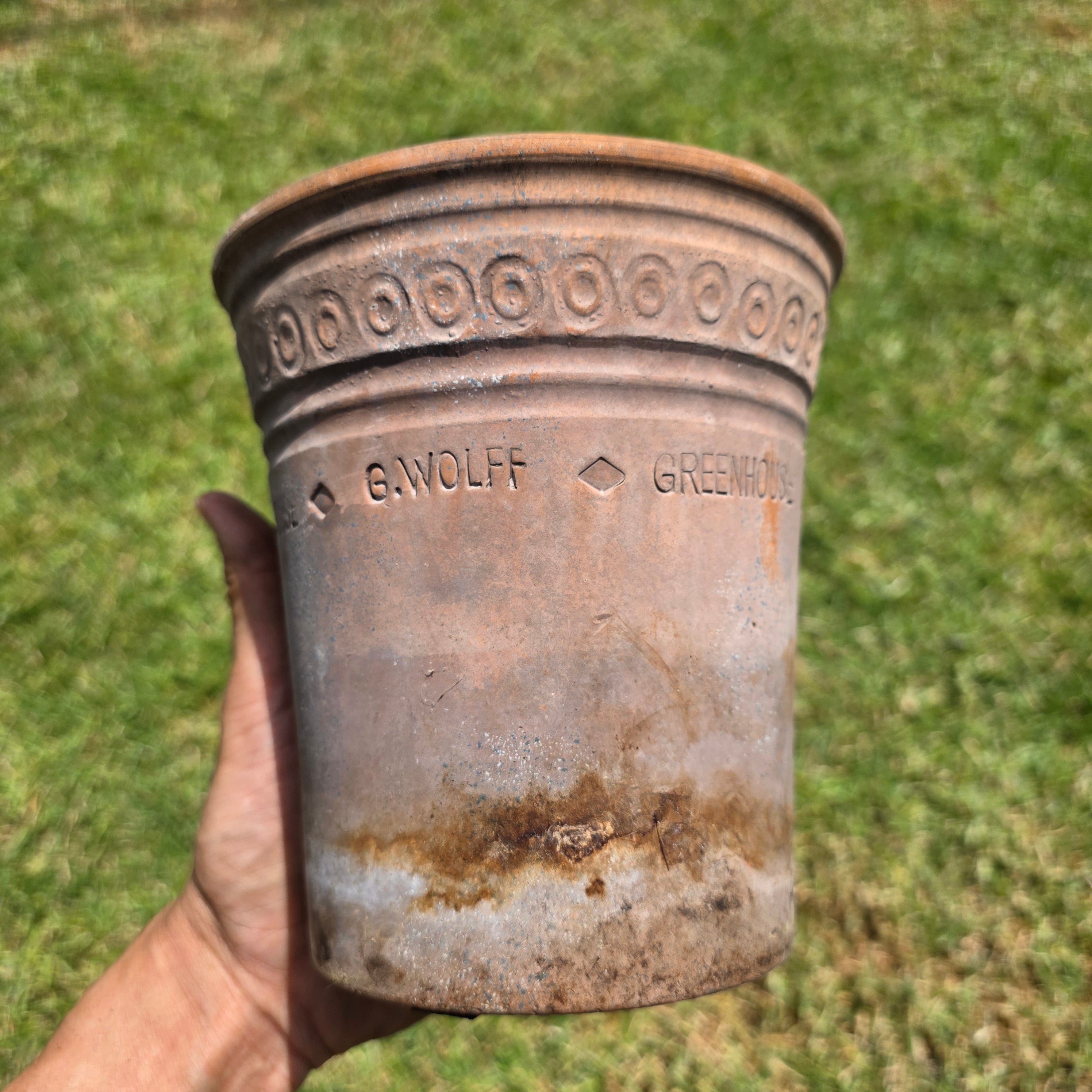 Vintage Guy Wolff Greenhouse Red Clay Planter Terracotta Flower Pot Patina 6.5"