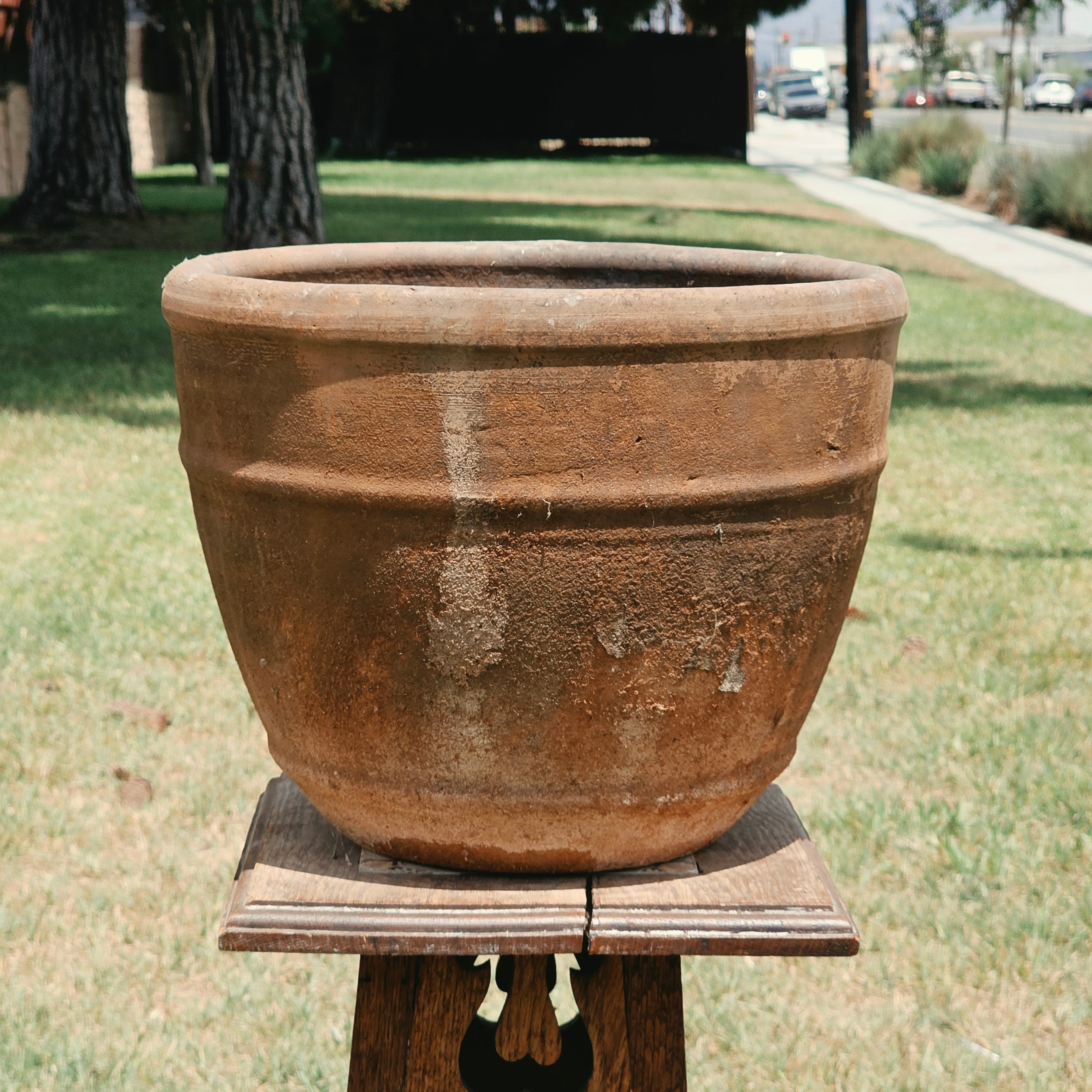 Vintage Rustic Terracotta Hanging Planter Pot Wrought Iron Basket Chain Heavy