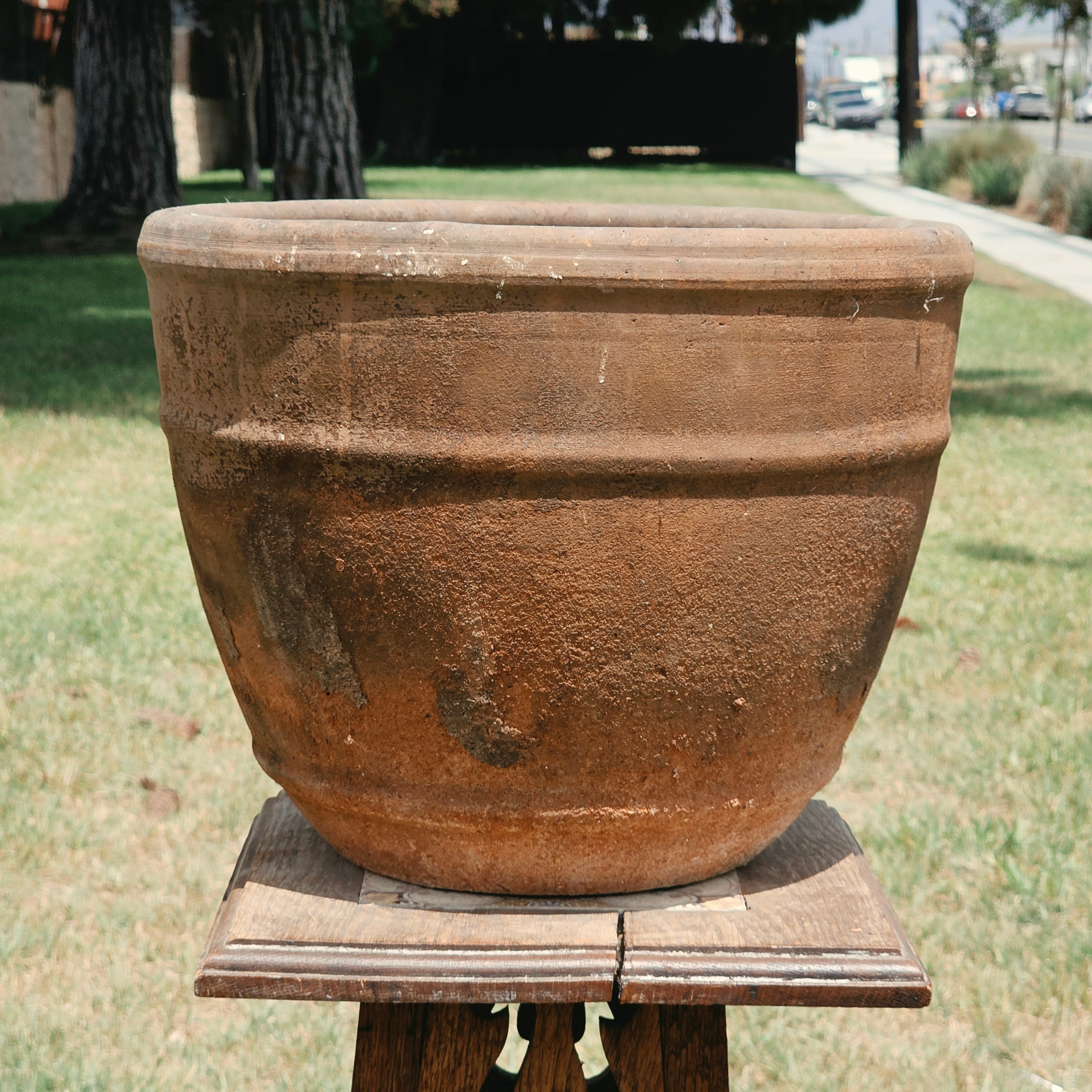 Vintage Rustic Terracotta Hanging Planter Pot Wrought Iron Basket Chain Heavy