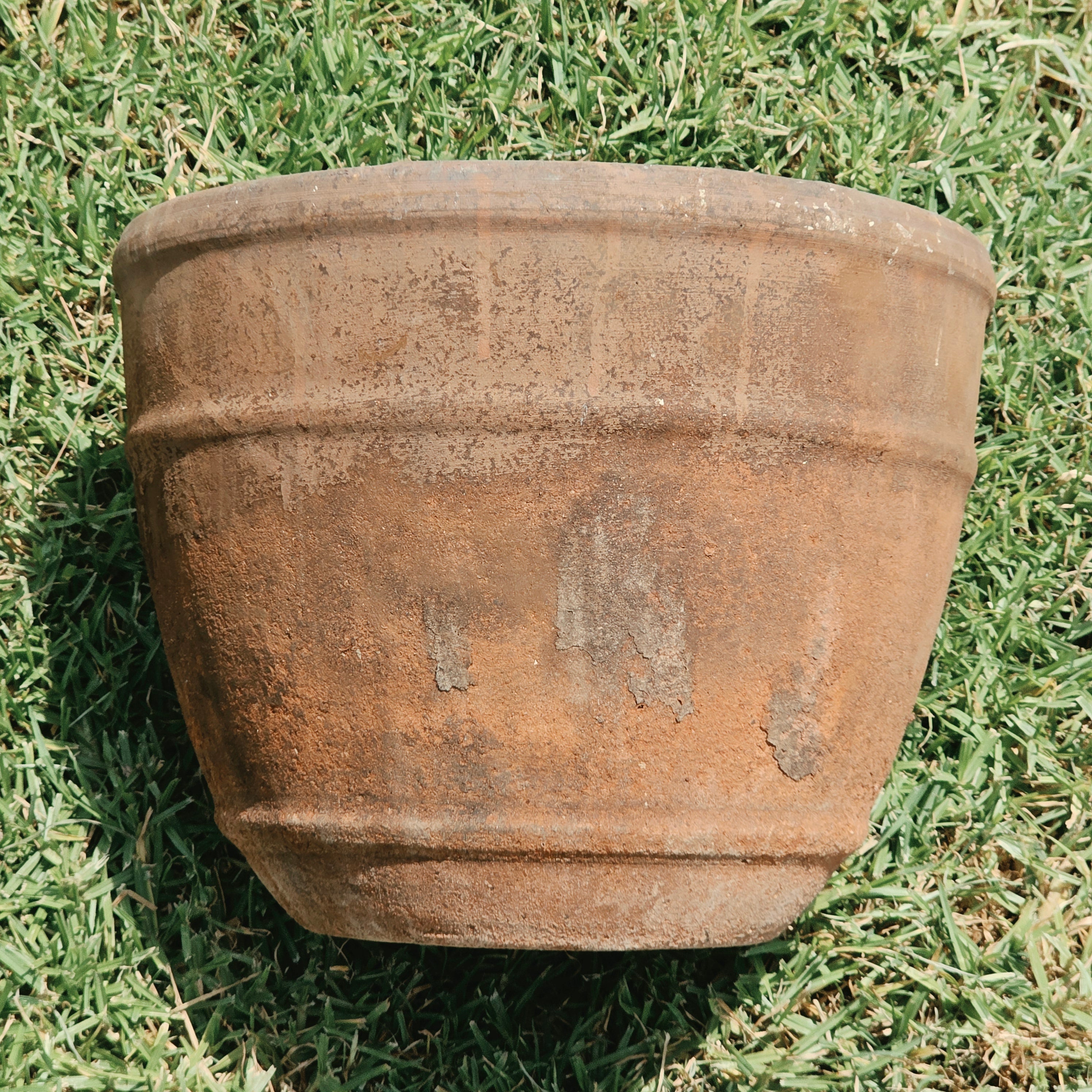 Vintage Rustic Terracotta Hanging Planter Pot Wrought Iron Basket Chain Heavy