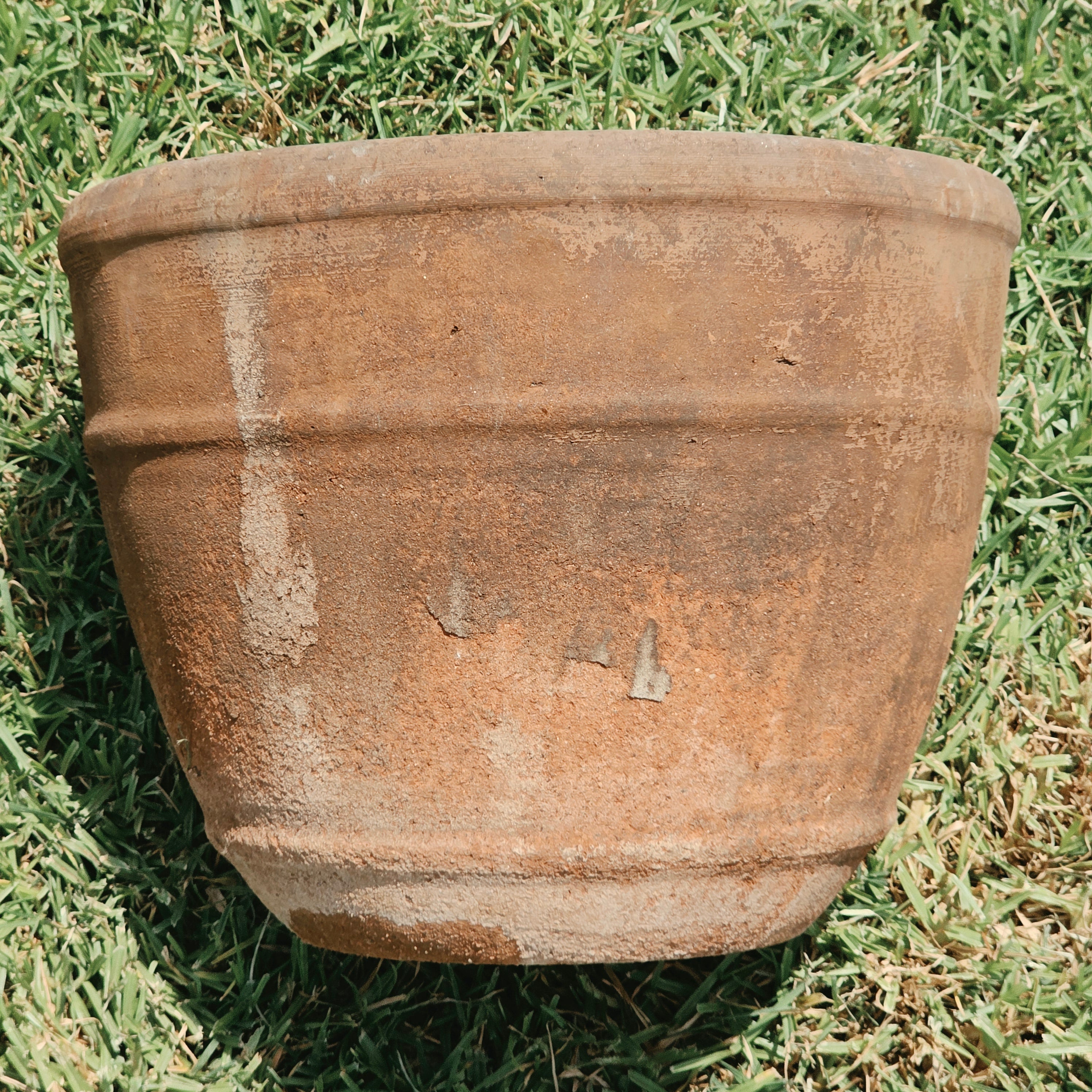 Vintage Rustic Terracotta Hanging Planter Pot Wrought Iron Basket Chain Heavy
