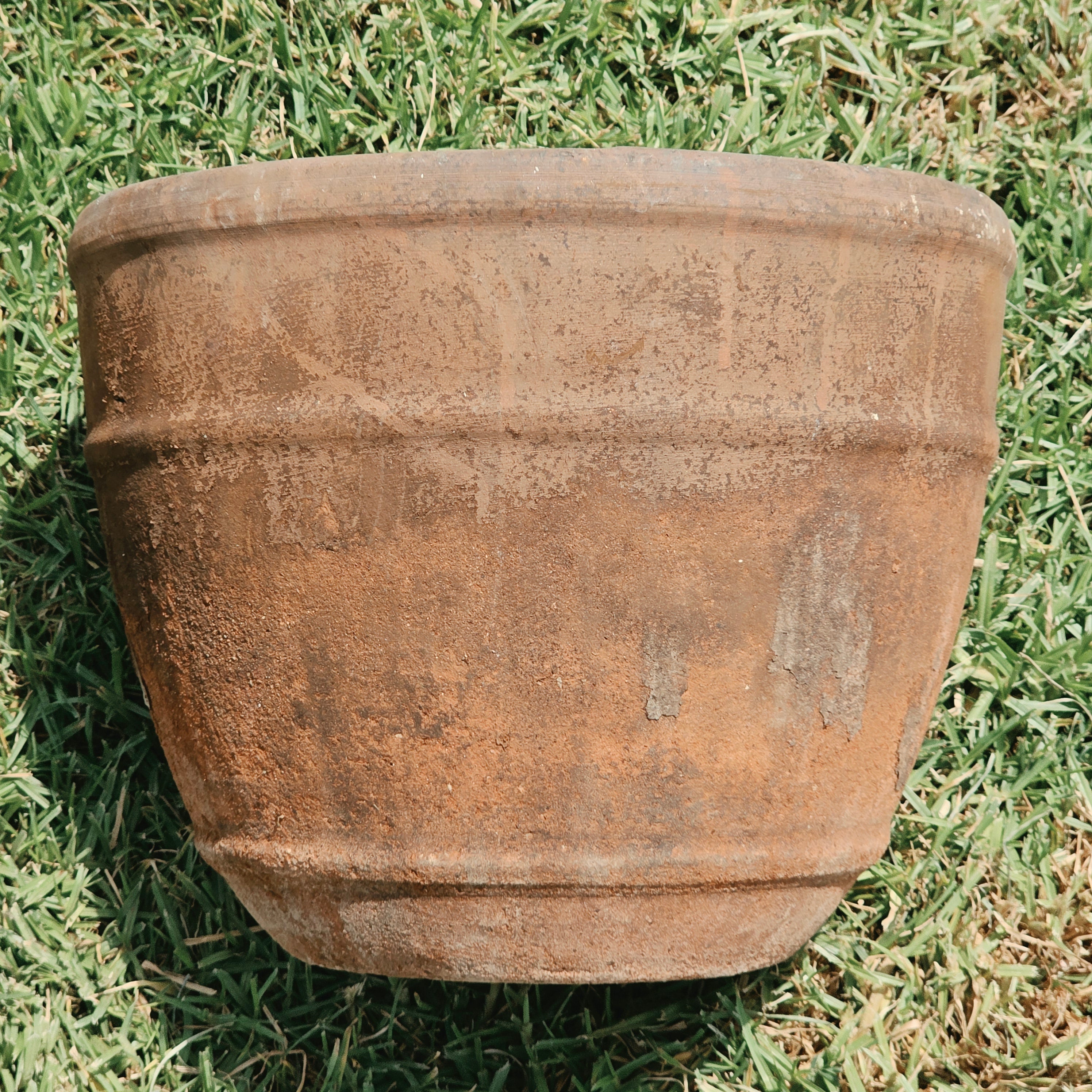 Vintage Rustic Terracotta Hanging Planter Pot Wrought Iron Basket Chain Heavy