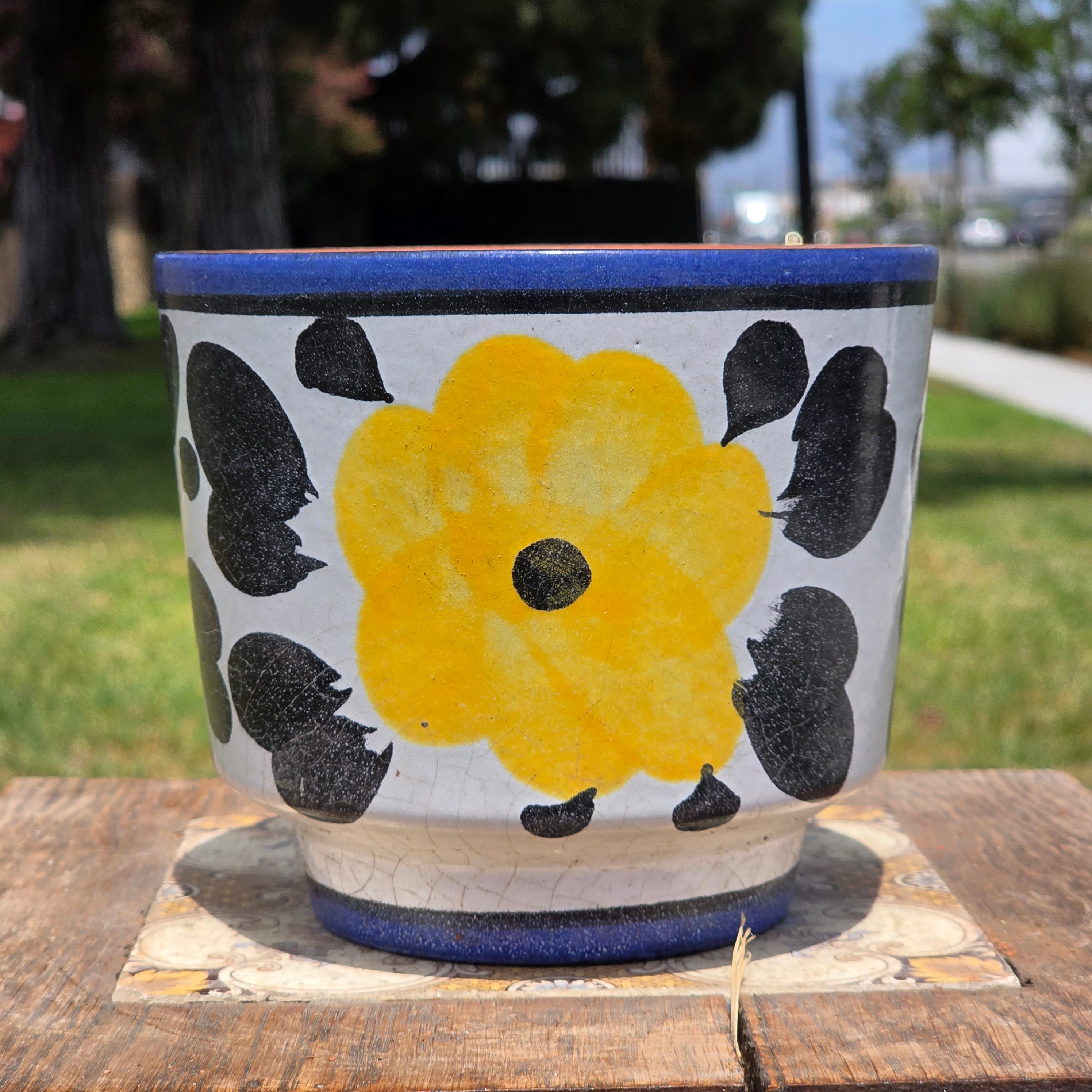 Vintage Marei W Germany Planter 12/2 23 22 Mid Century Yellow Black Flower Pot