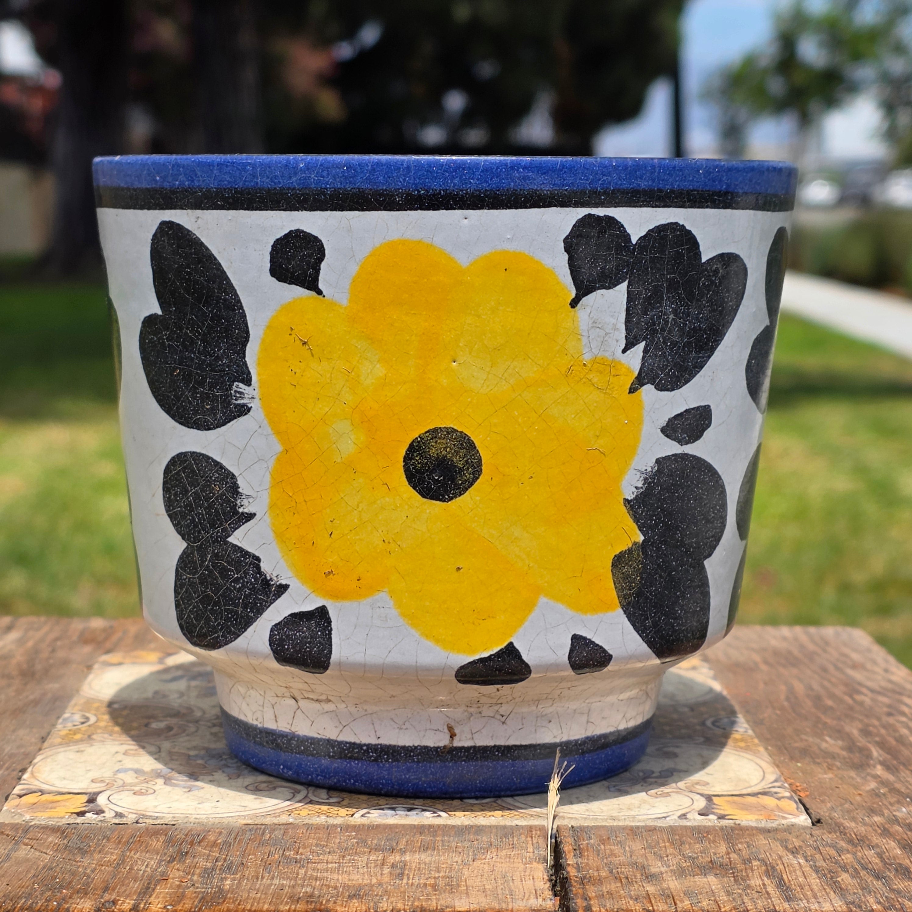 Vintage Marei W Germany Planter 12/2 23 22 Mid Century Yellow Black Flower Pot