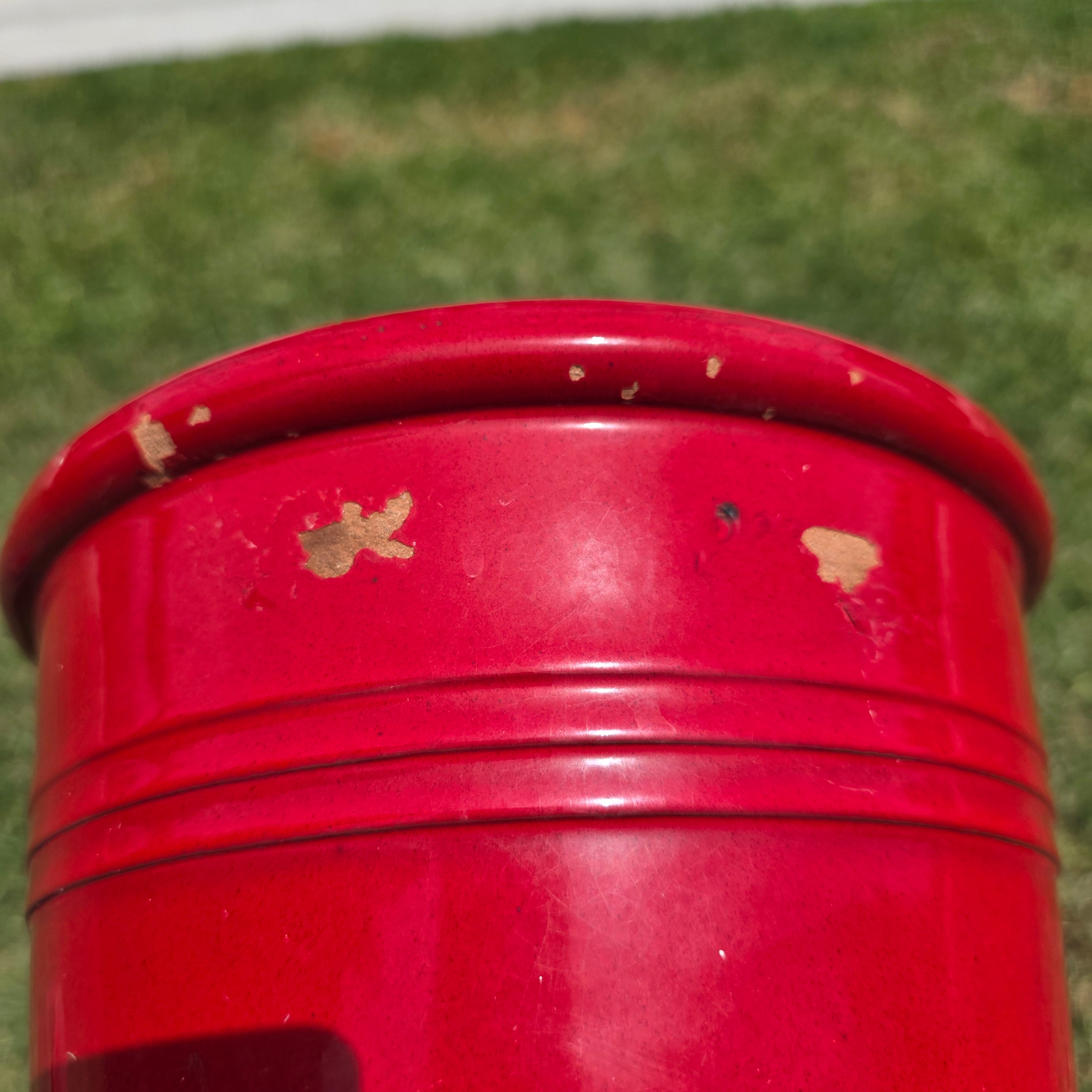Vtg EV 21 Italy Red Glazed Terracotta Planter Flower Pot with Saucer Set 9"