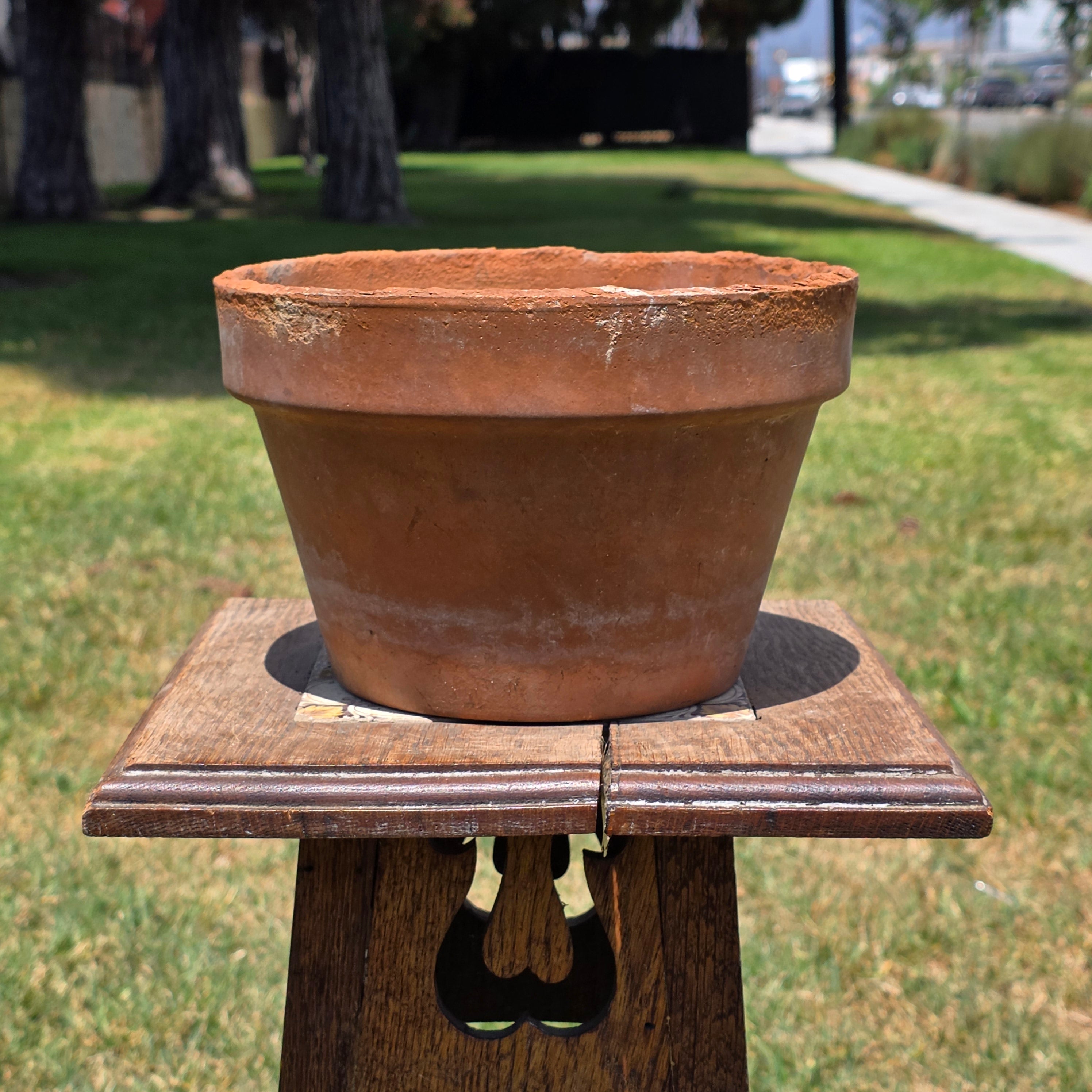 Vintage Terracotta Plant Pot 8.5" Clay Planter Flower Aged Patina Garden Rustic