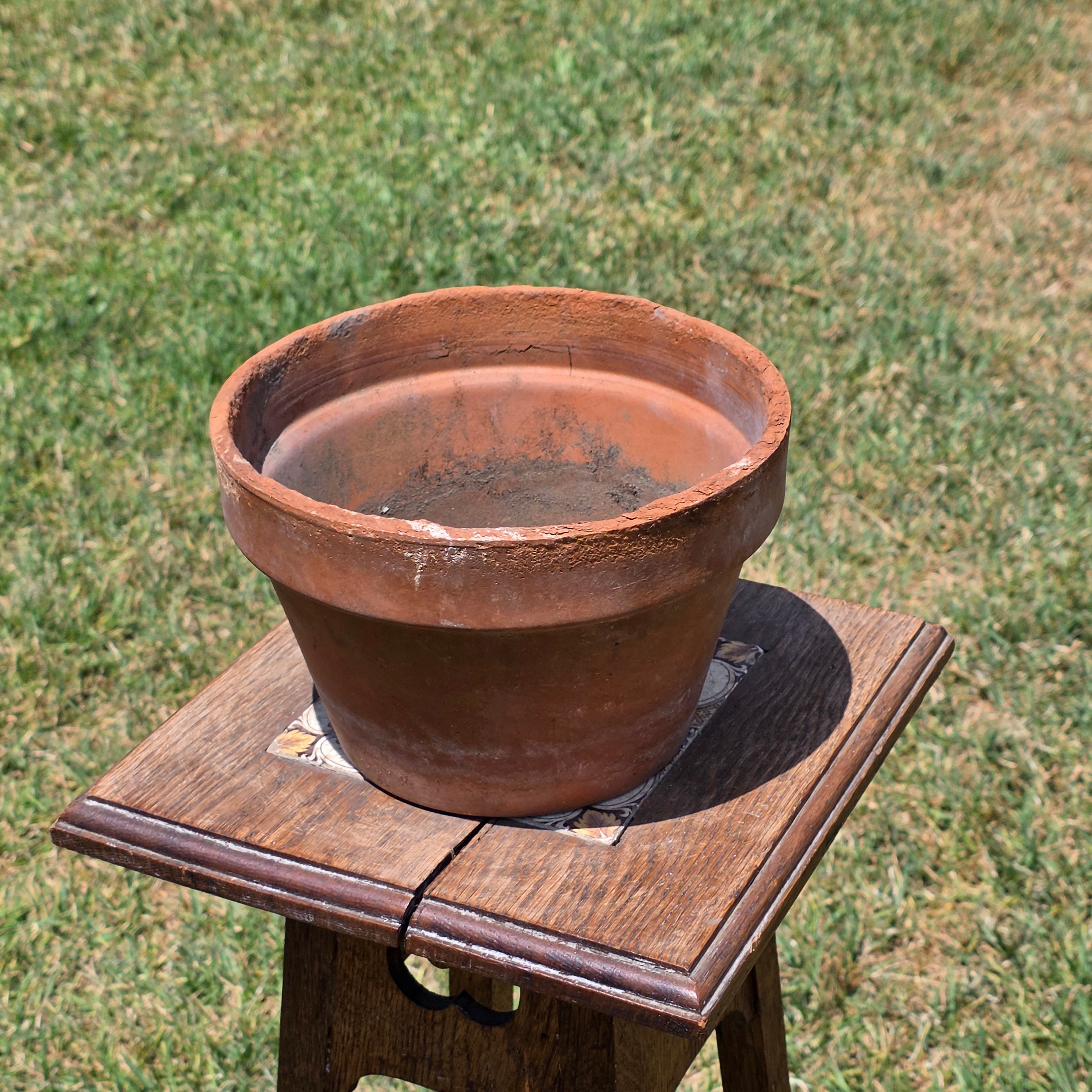 Vintage Terracotta Plant Pot 8.5" Clay Planter Flower Aged Patina Garden Rustic