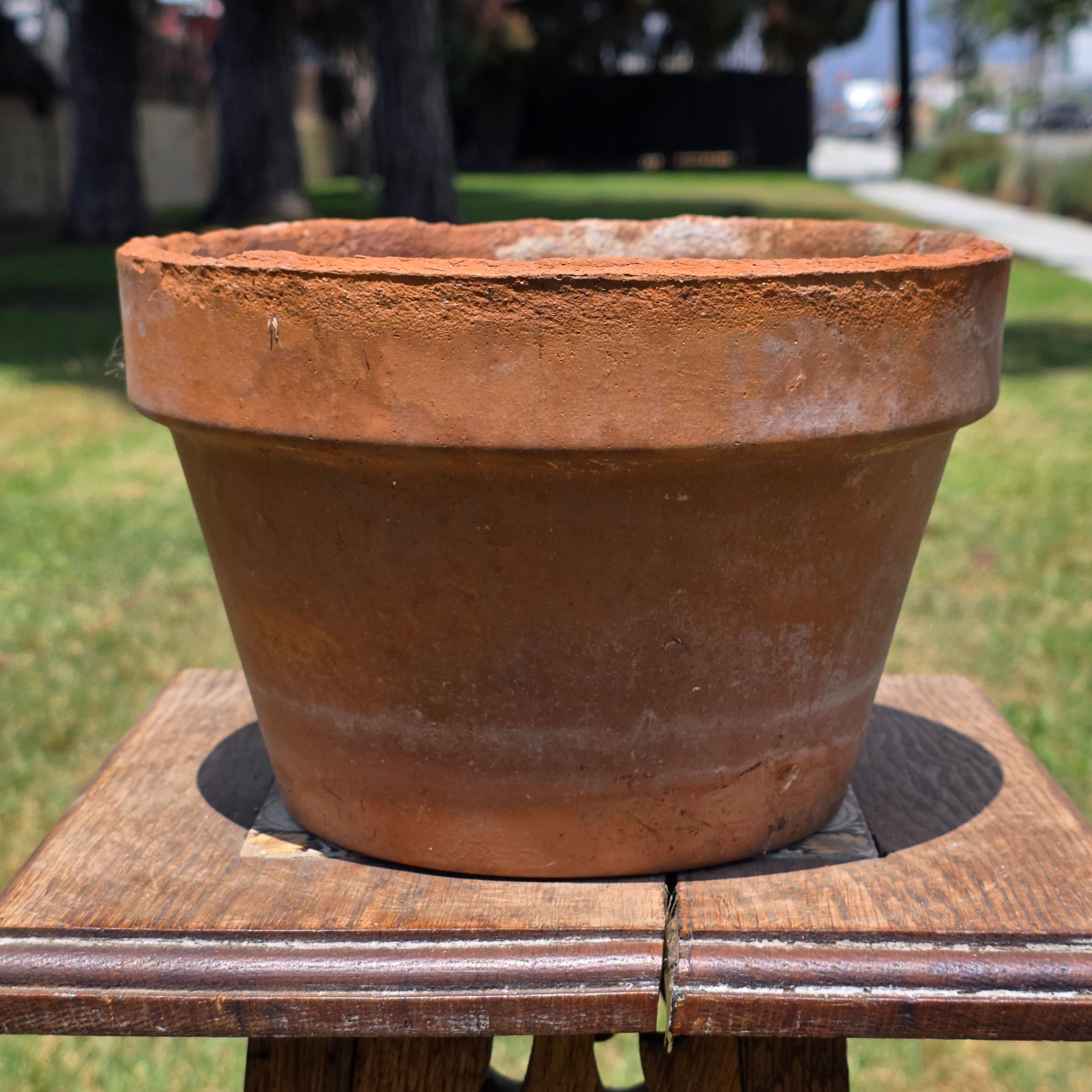 Vintage Terracotta Plant Pot 8.5" Clay Planter Flower Aged Patina Garden Rustic