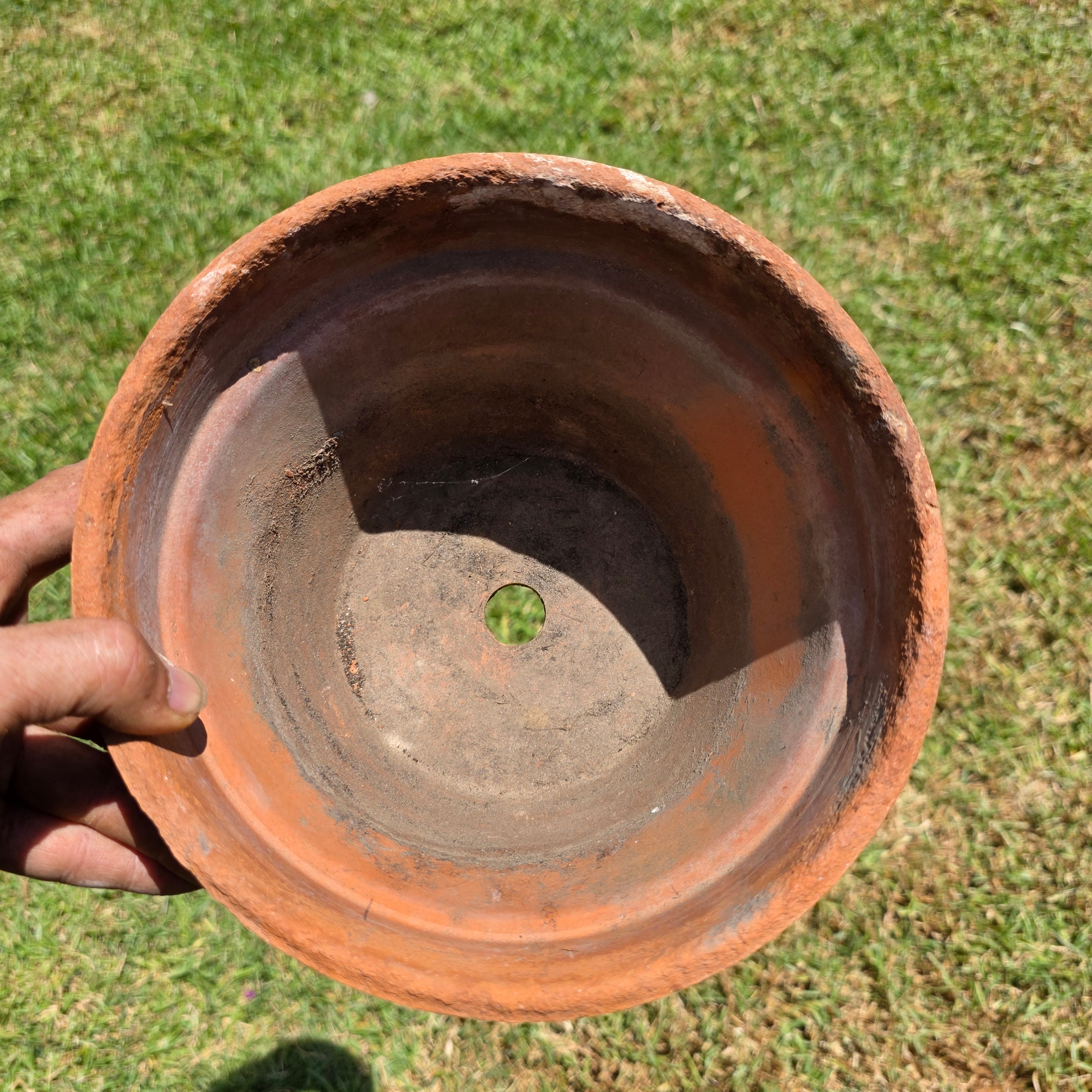Vintage Terracotta Plant Pot 8.5" Clay Planter Flower Aged Patina Garden Rustic