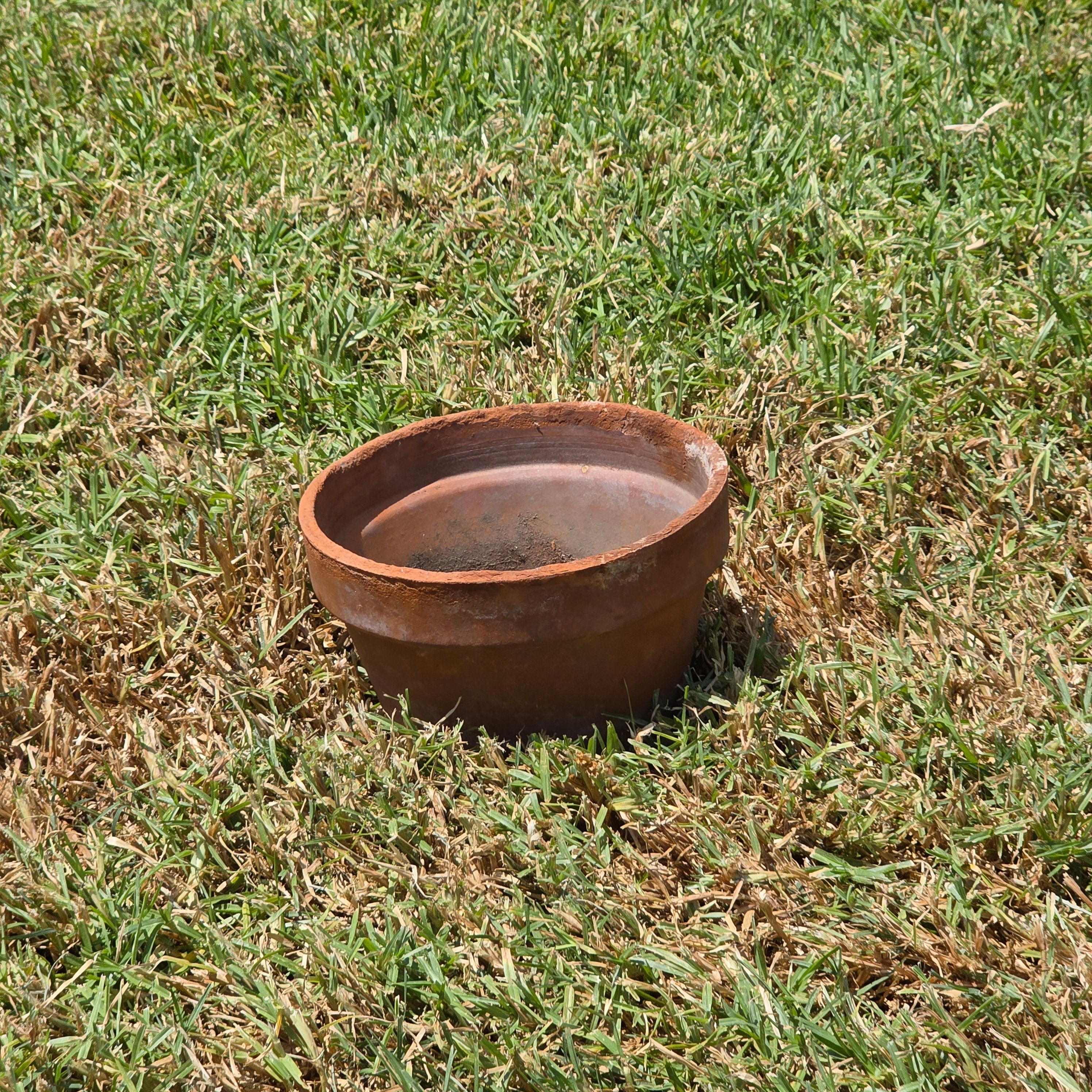 Vintage Terracotta Plant Pot 8.5" Clay Planter Flower Aged Patina Garden Rustic