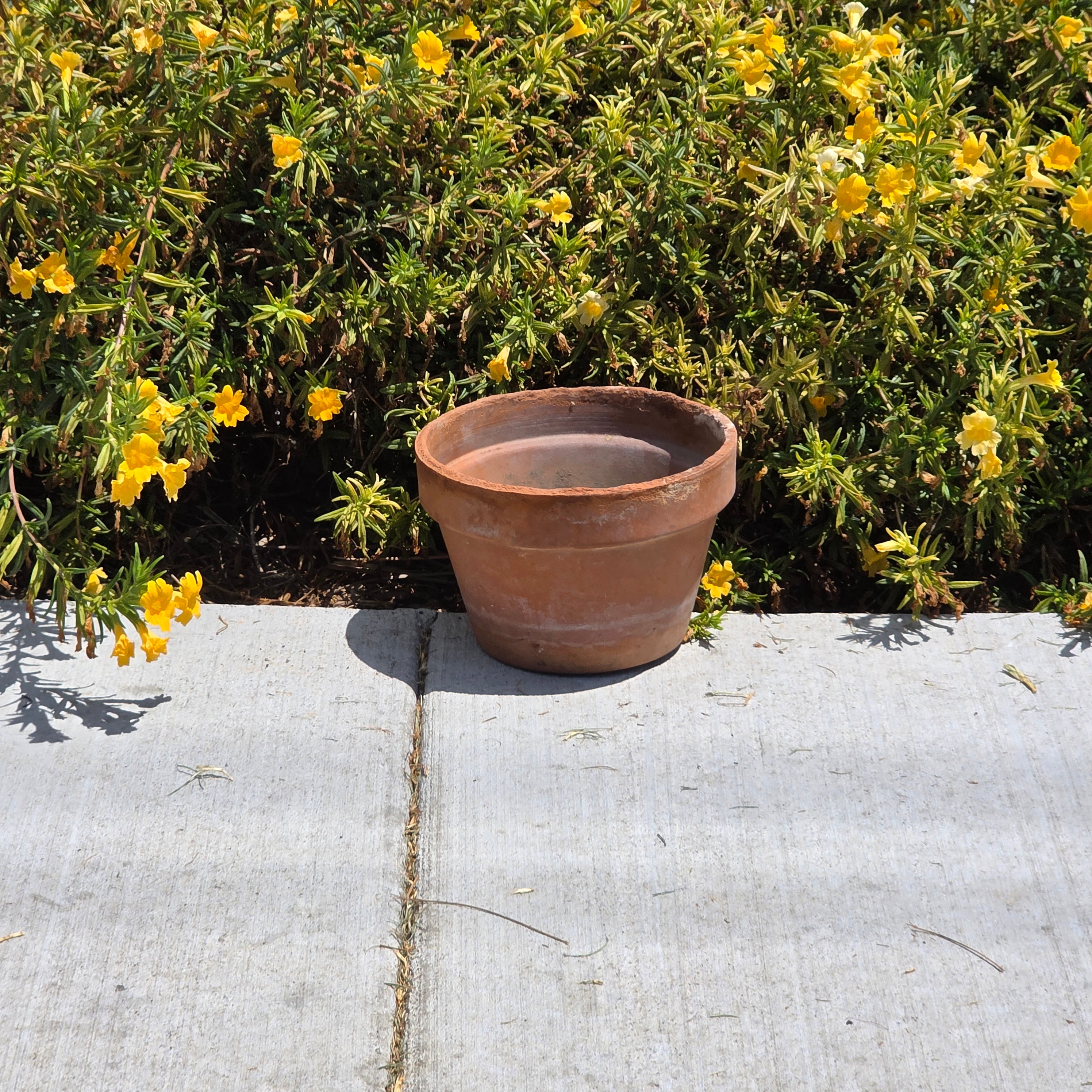 Vintage Terracotta Plant Pot 8.5" Clay Planter Flower Aged Patina Garden Rustic