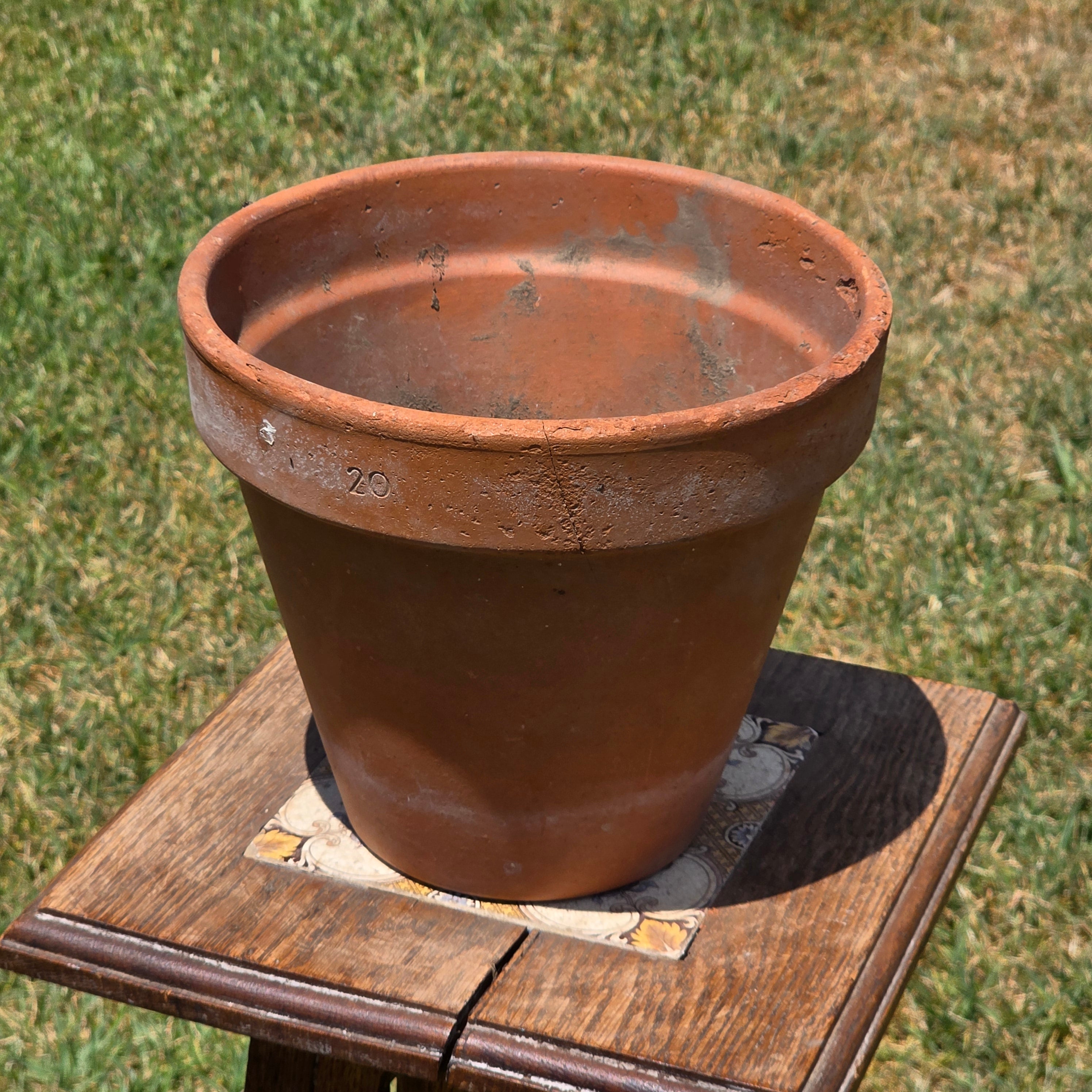 Vintage Italian Terracotta Planter Pot Clay Garden Rustic Patina 20cm 8.75"