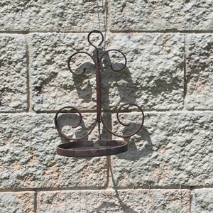 Vintage Wrought Iron Wall Plant Holder Scroll Fleur De Lis Rustic Pot Ring 6”