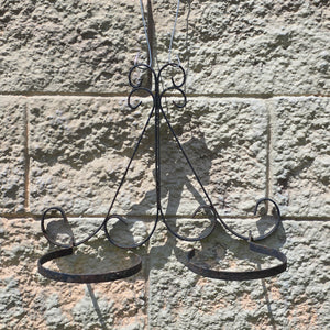 Vintage Wrought Iron Wall Plant Holder Double Sconce Scroll Planter Pot Ring 5.5"