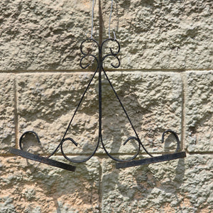 Vintage Wrought Iron Double Plant Holder Wall Sconce 2 Pot Hanger Planter AS-IS
