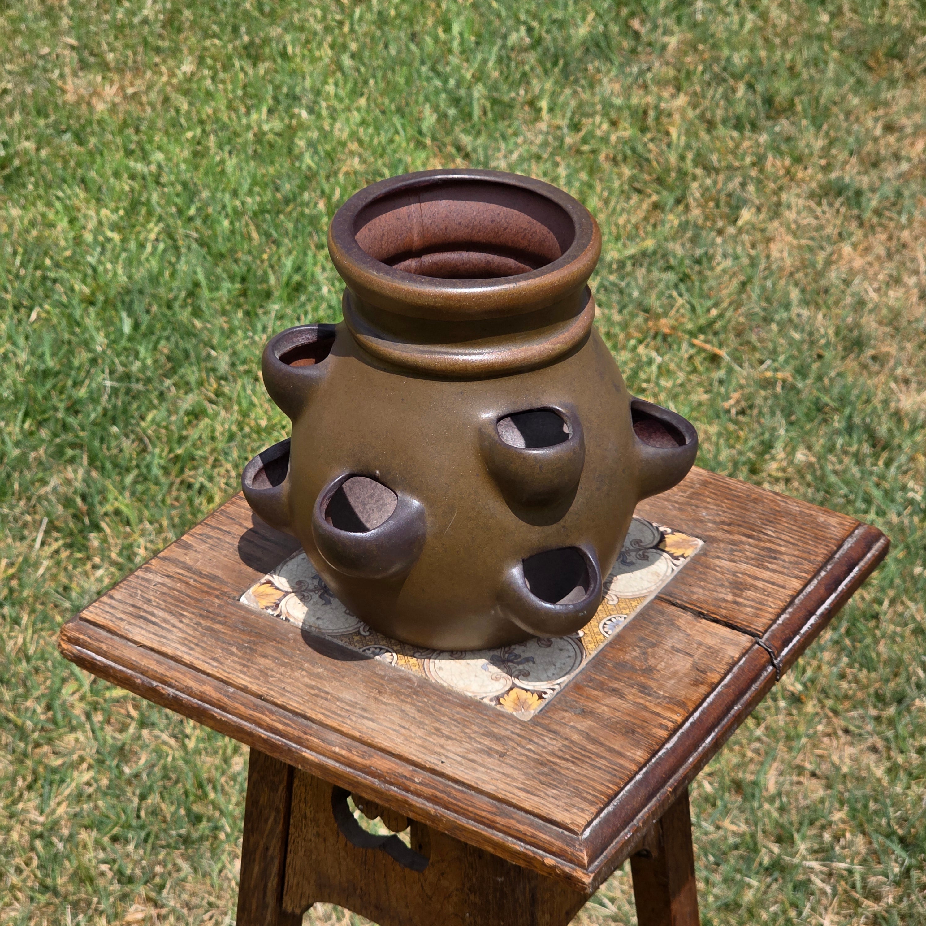 Vintage SDW Stoneware Designs West California Strawberry Pot Herb Planter 7.5"