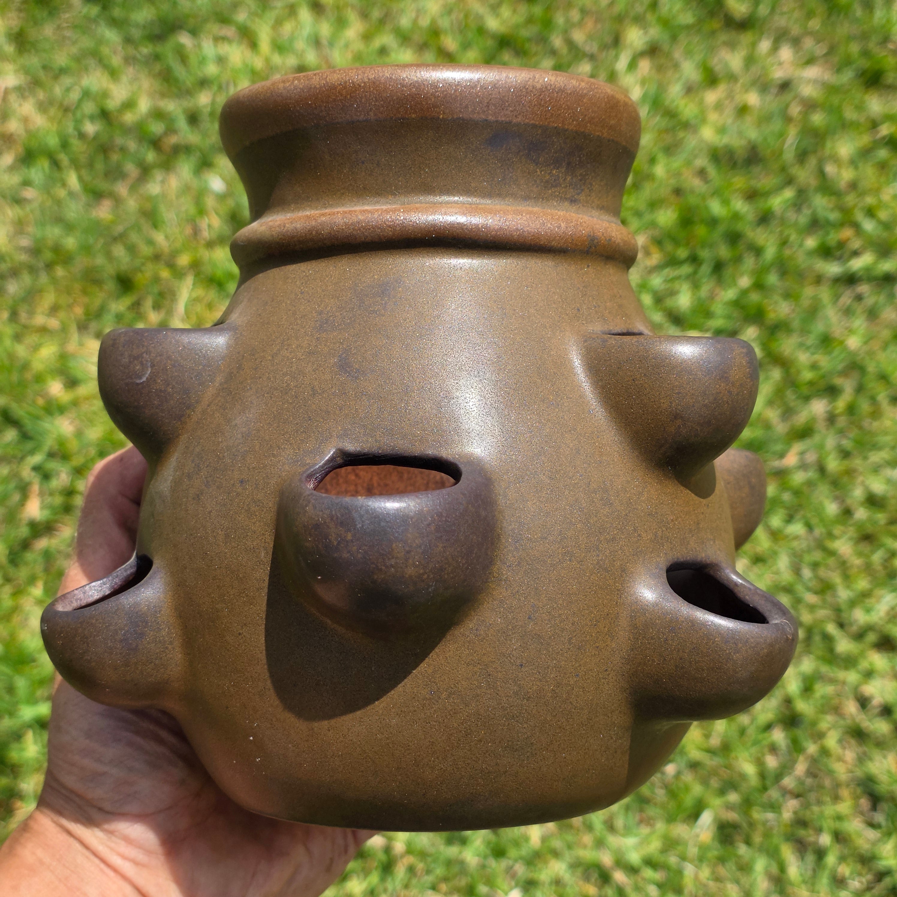 Vintage SDW Stoneware Designs West California Strawberry Pot Herb Planter 7.5"