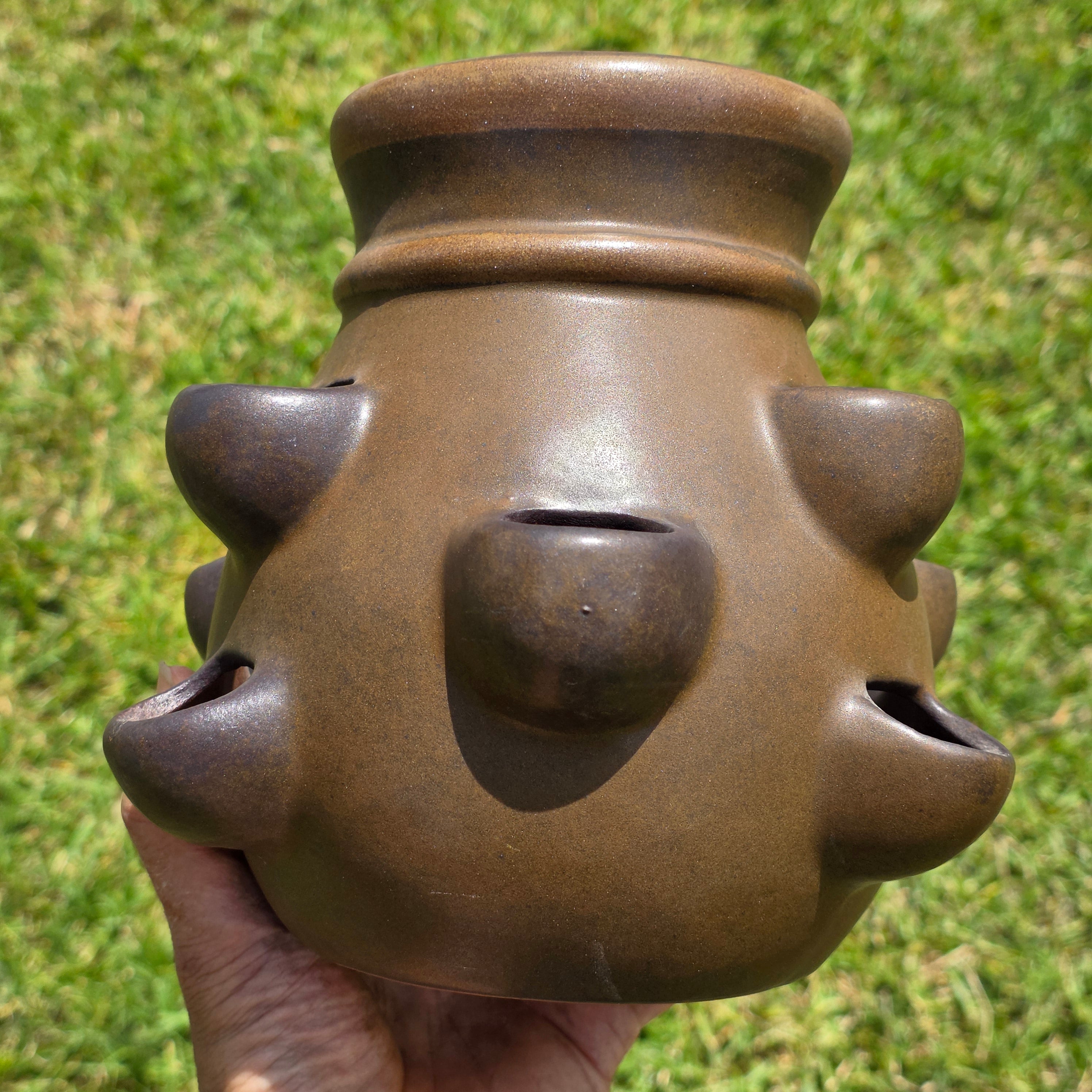 Vintage SDW Stoneware Designs West California Strawberry Pot Herb Planter 7.5"